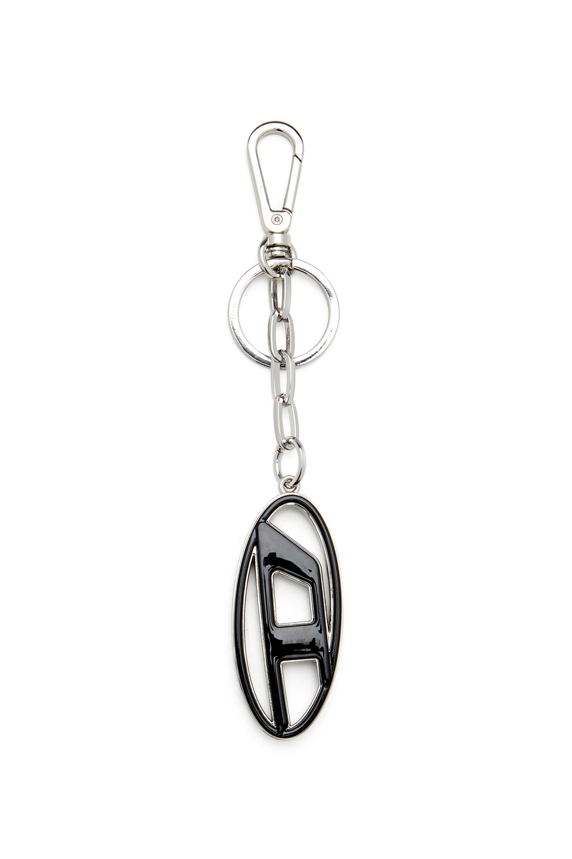 Diesel - CAGE-D LAYER, Herren Oval D-Schlüsselring aus Metall und Harz in Schwarz/Silber - 1
