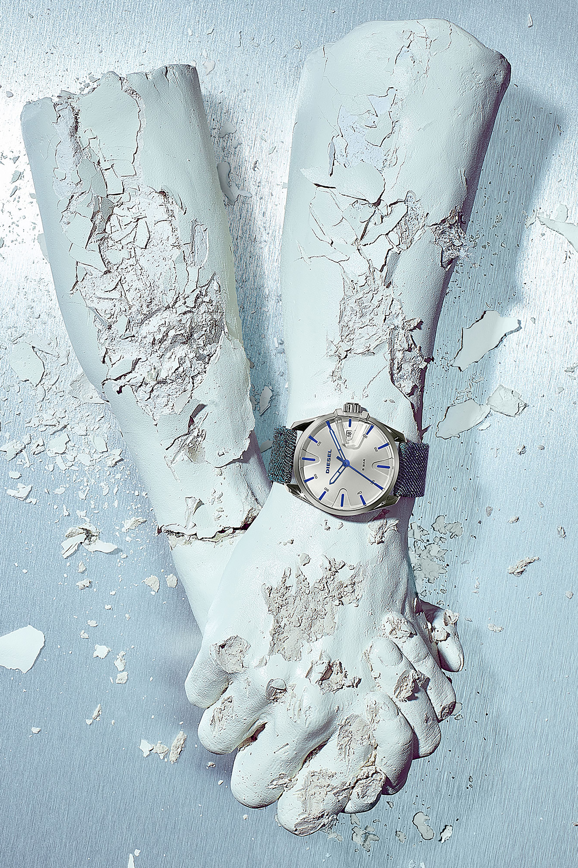 DZ1891 Man: MS9 three-hand blue denim watch | Diesel