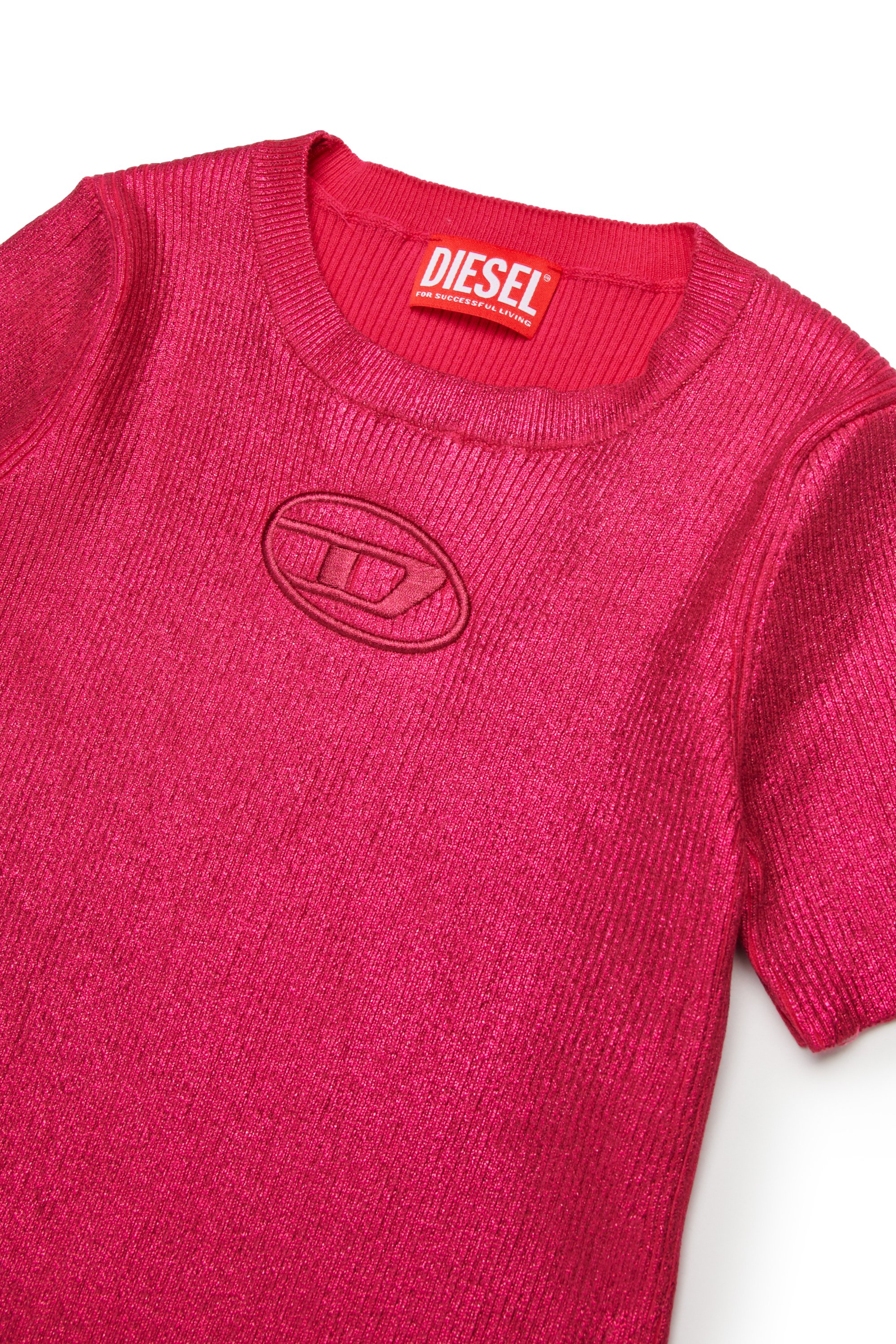 Diesel - DMONERVAX, Damen Kleid aus Metallic-Rippentrick in Rosa - 3