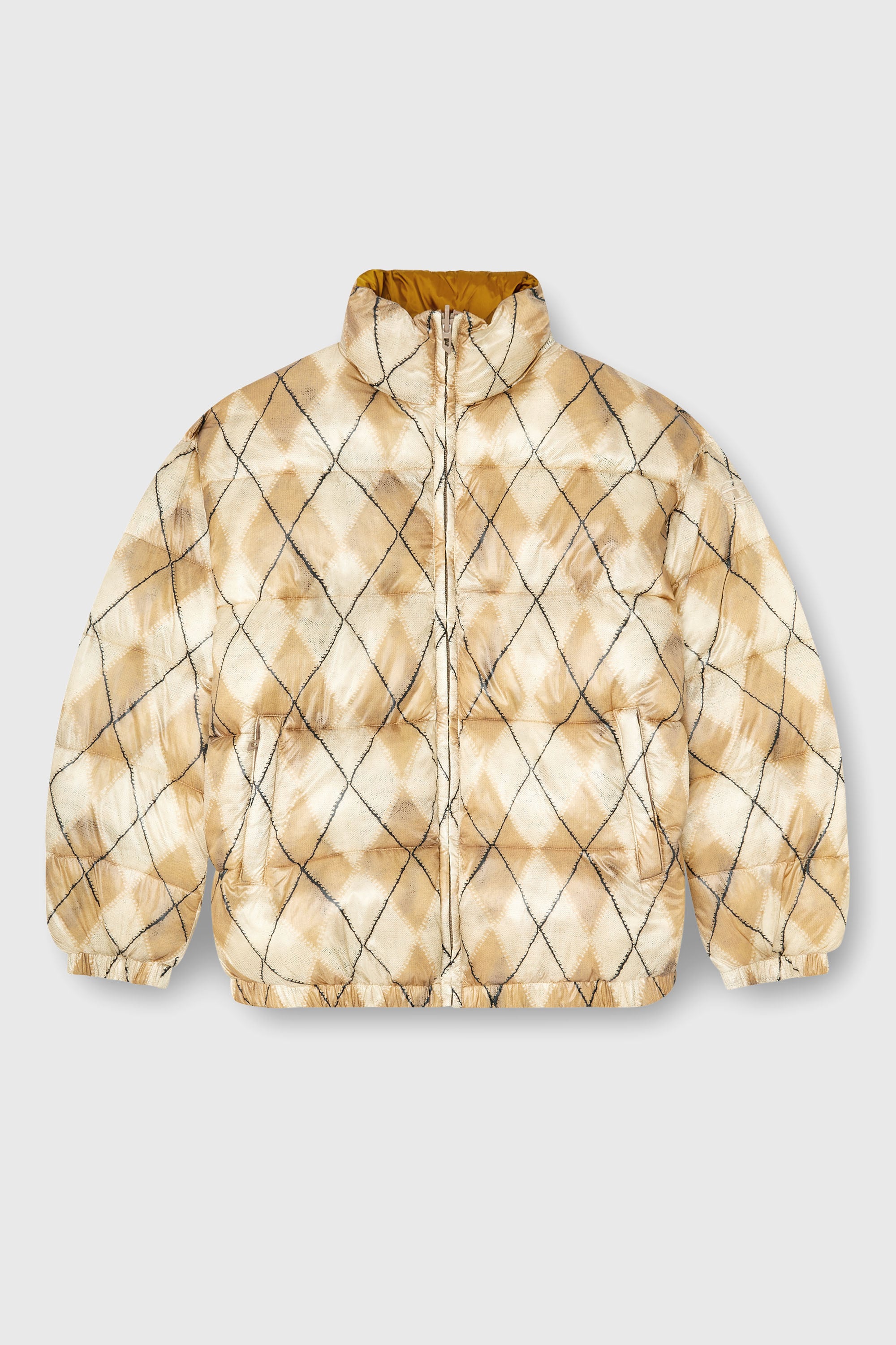 Diesel - W-BOURB-DLCK, Herren Wendbare Steppjacke mit argyle-print in Beige/Braun - 2