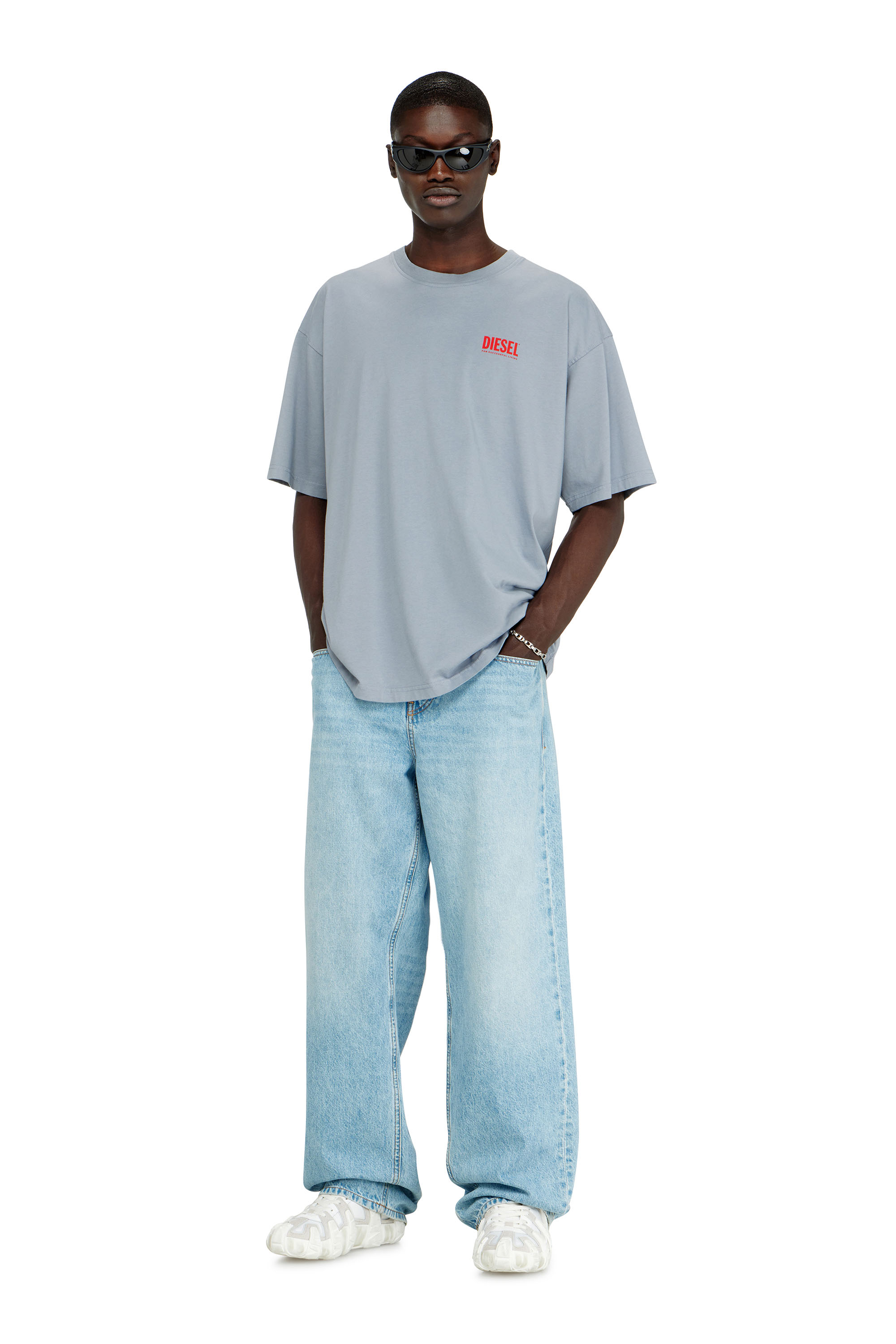 Diesel - T-BOXT-BISK, Herren Baumwoll-T-Shirt mit Diesel-Biscotto-Print in Hellgrau - 2