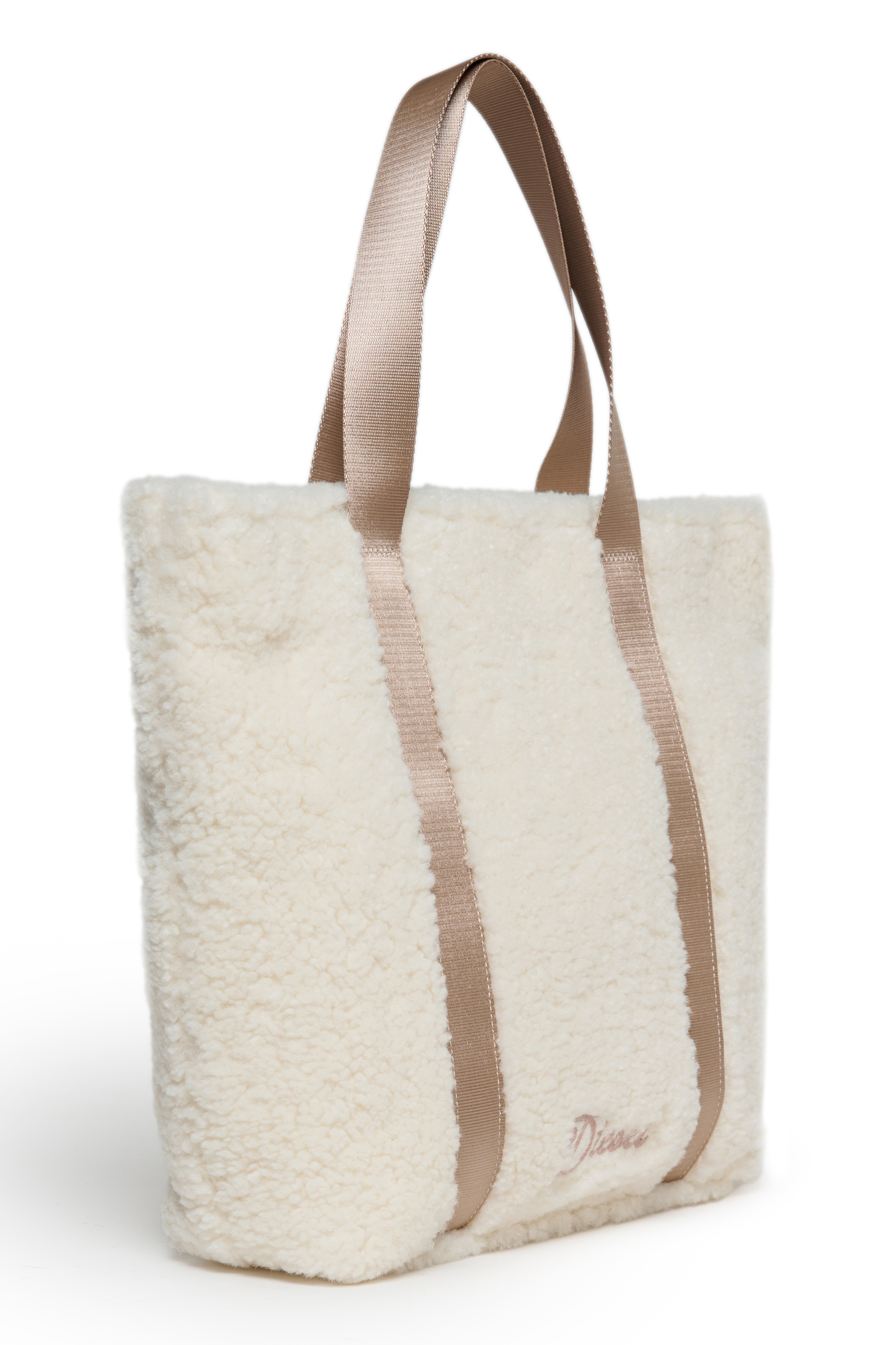 Diesel - WIXA, Damen WIXA - Tote-Bag aus Teddy-Fleece in Wei&szlig; - 3