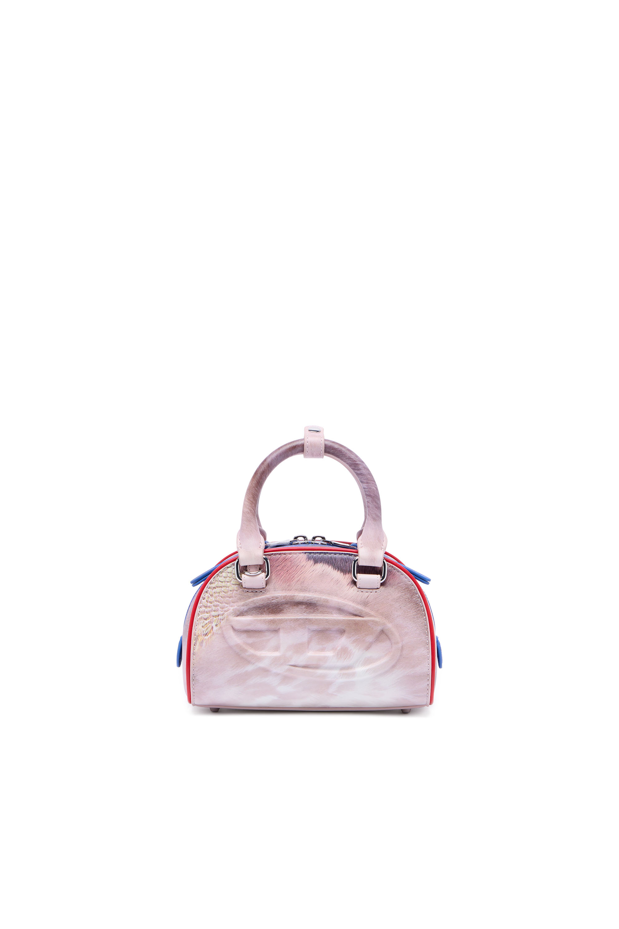 Diesel - 1DR DOME CROSSBODY, Damen 1DR Dome-Mini Bowlingtasche mit Animal-Print in Rosa/Blau - 1