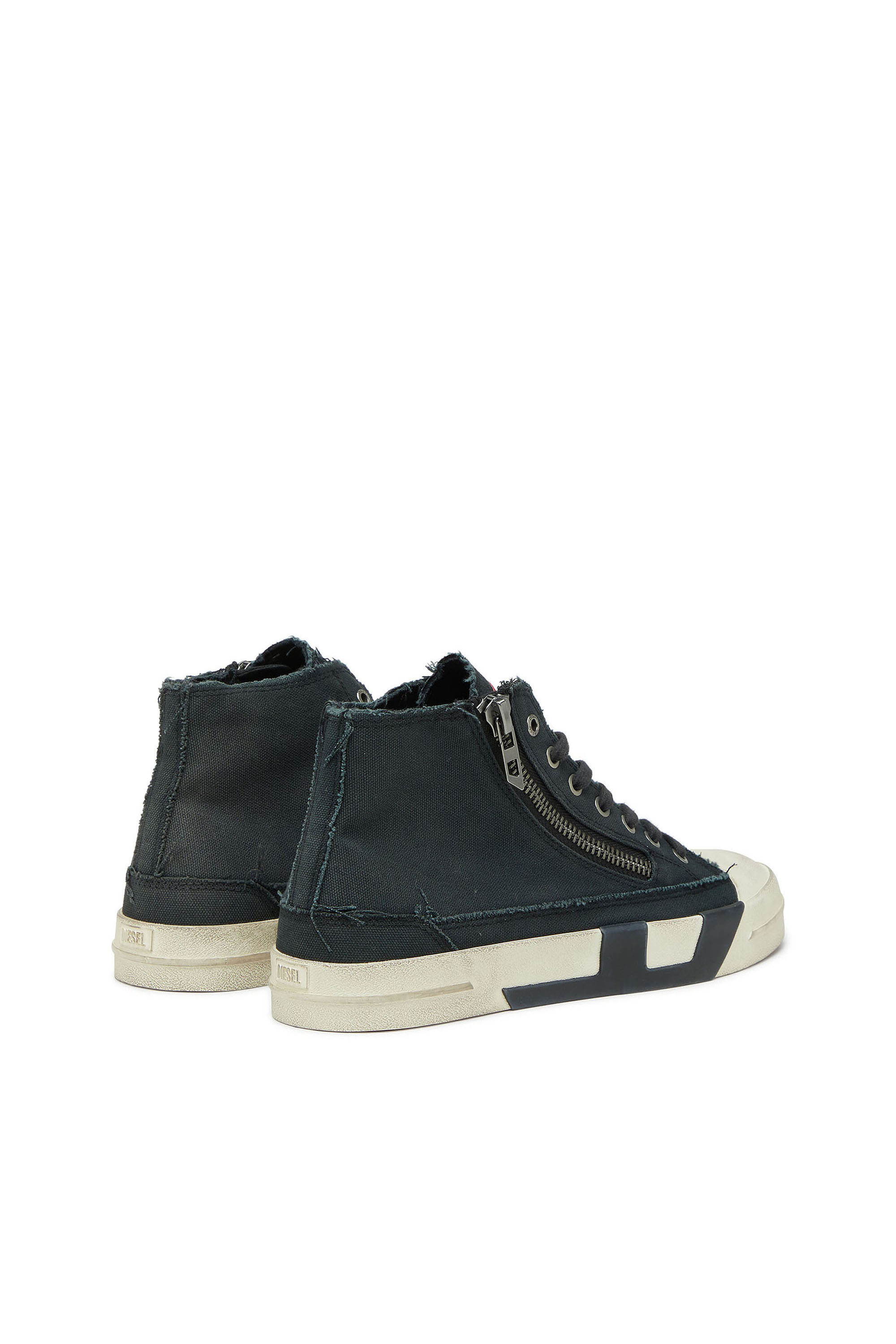 Diesel - S-D-VERSE ZIP MID II, Herren S-D-Verse - Sneakers aus ausgefranstem Canvas mit D Logo in Schwarz - 3