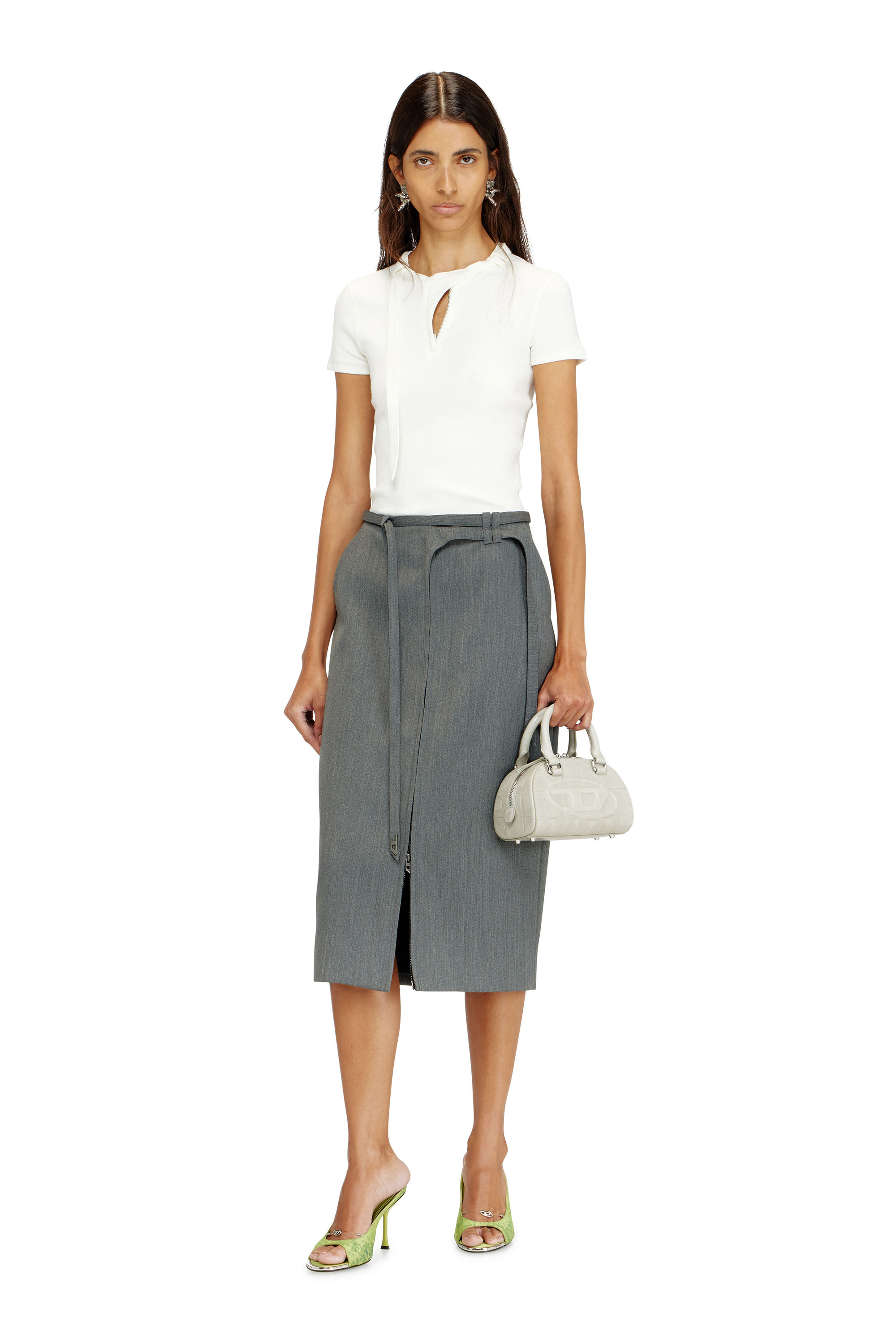 Diesel - T-IARAS, Damen Ripp-Jersey-Top mit Biker-Nackenriemen in Wei&szlig; - 2