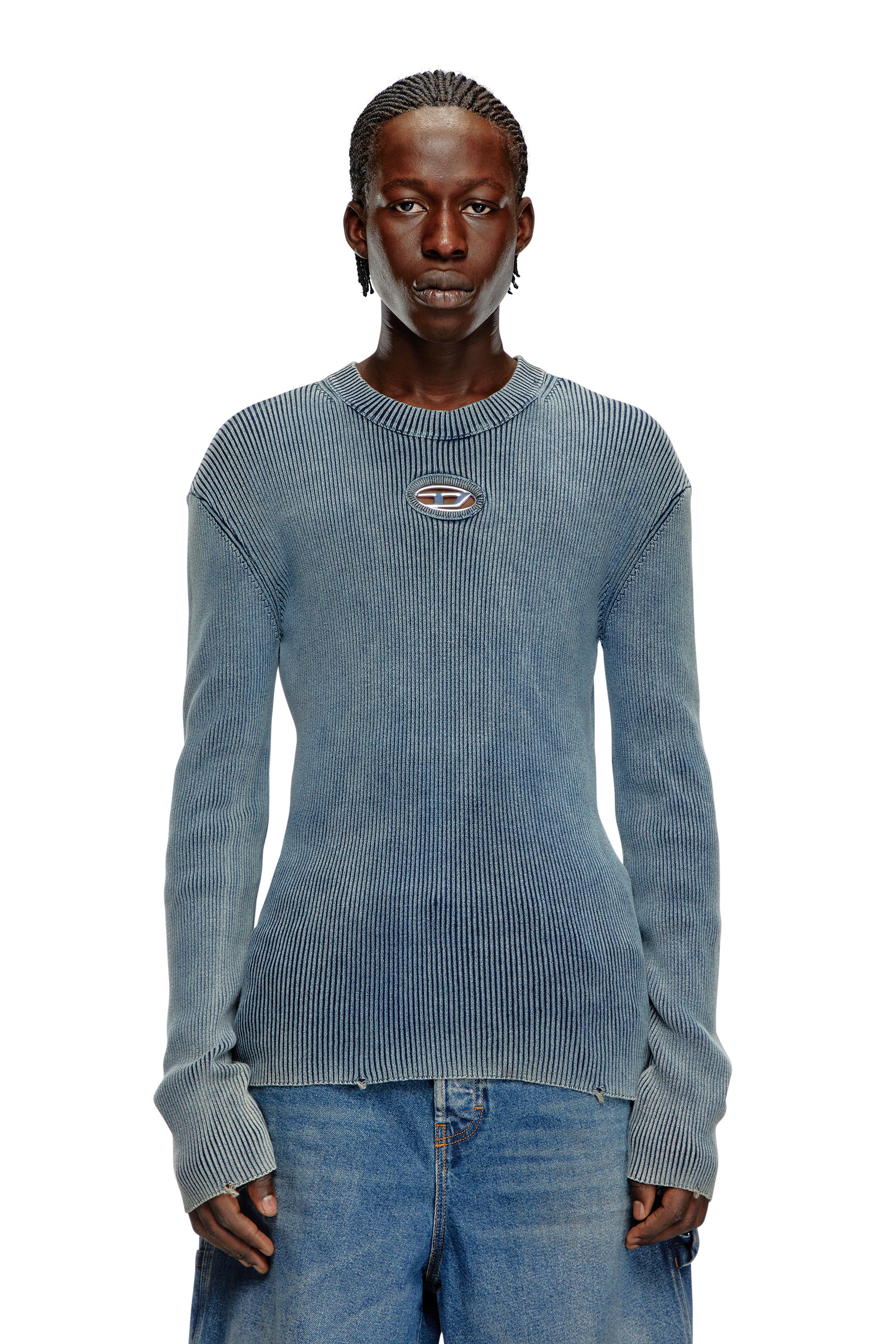 Diesel - K-DARIN-A, Herren Cut-out-Pullover mit Oval D in Blau - 6