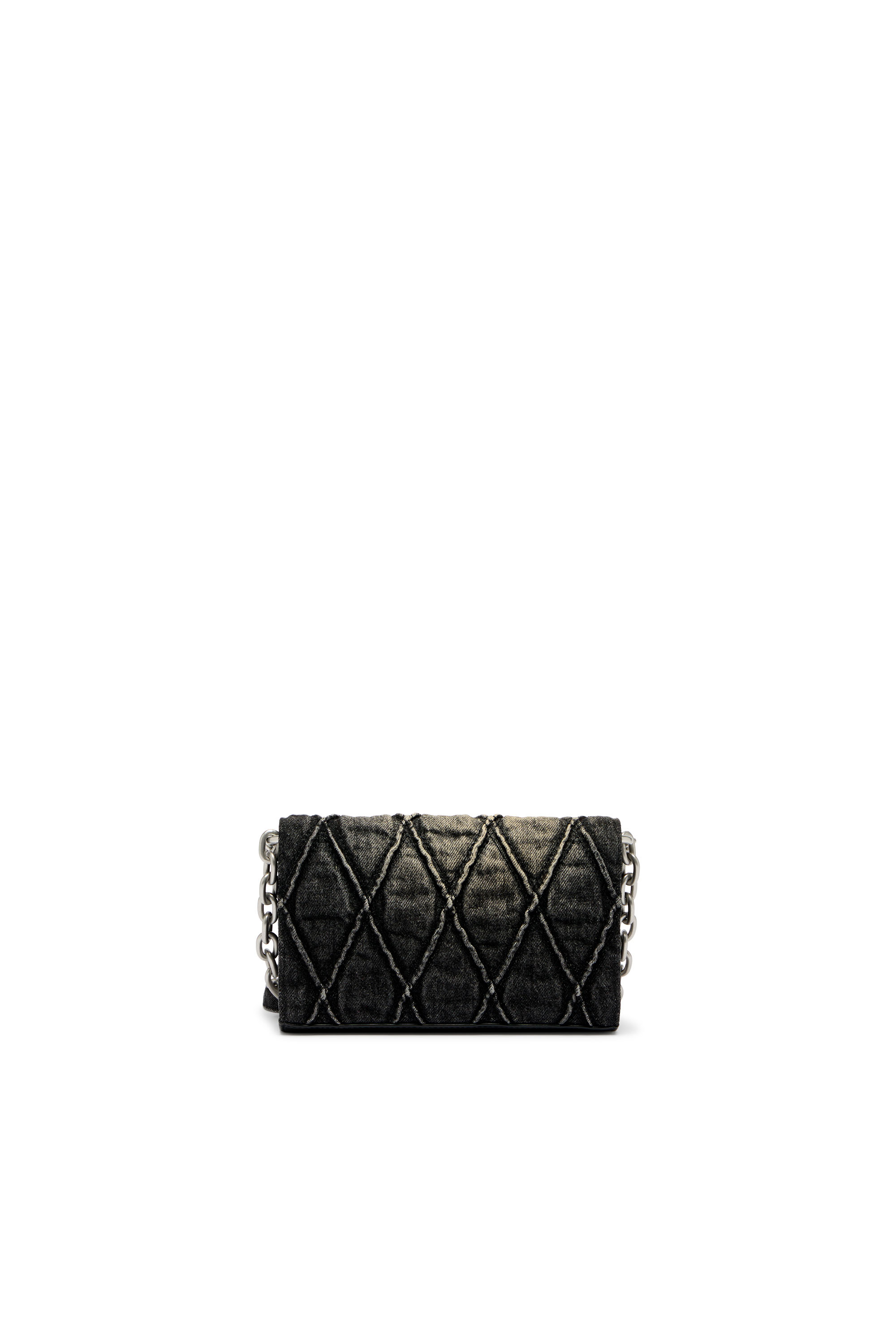 Diesel - CHARM-D WALLET STRAP, Damen Portemonnaie-Tasche aus gestepptem Argyle-Denim in Schwarz - 2