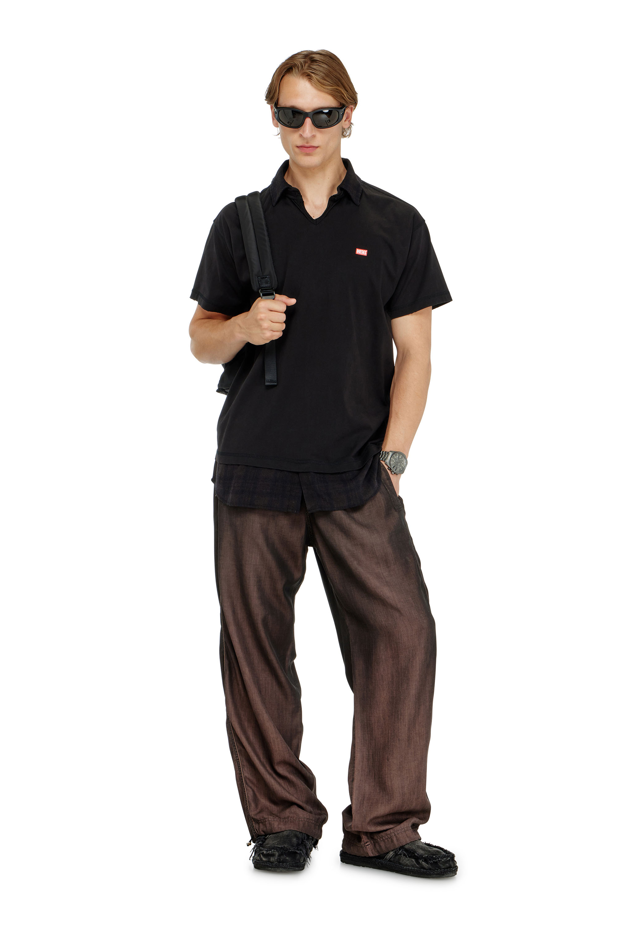 Diesel - T-ANSEL, Herren Jersey-Poloshirt mit Flanellkaro-Details in null - 2