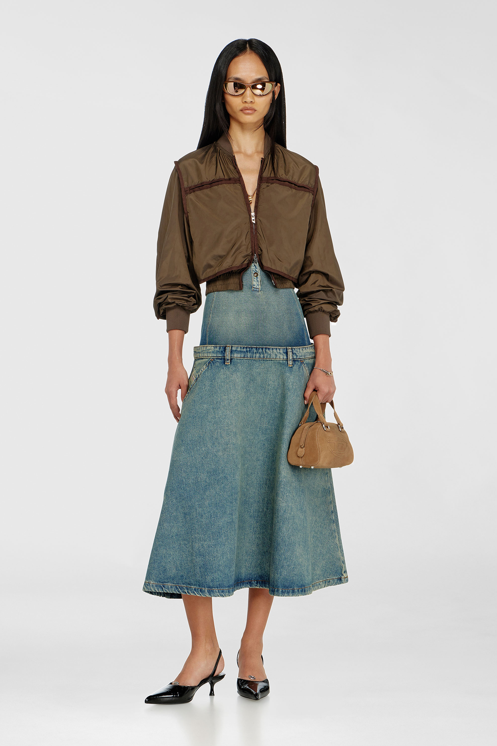 Diesel - G-OTHAM, Damen Nylonjacke mit tonalem Tape in Braun - 1