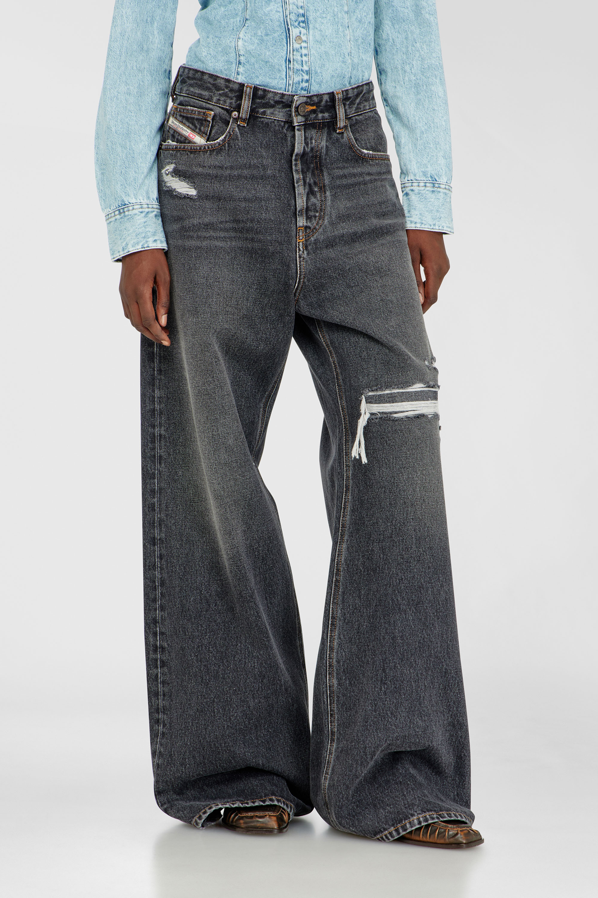 Diesel - Unisex Relaxed Jeans 1996 D-Sire 007F6, Schwarz/Dunkelgrau - 4