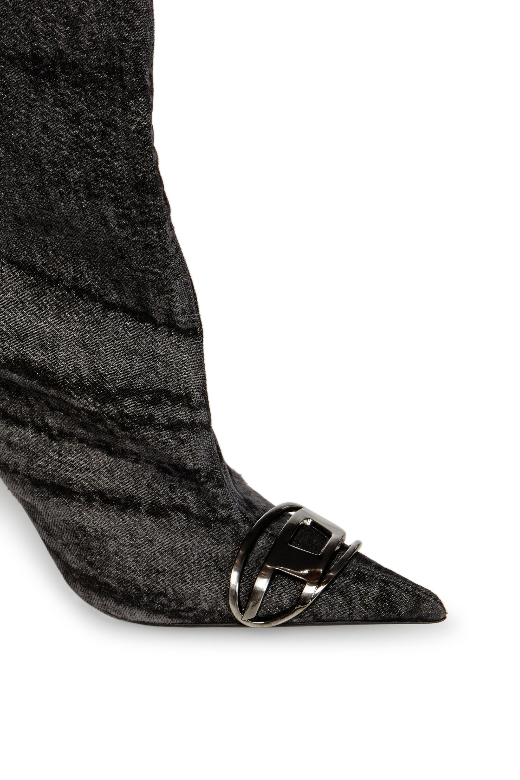 Diesel - D-VENUS 90 OTK BOOT, Damen Overknees-Stiefel aus beschichtetem Denim in Schwarz - 4