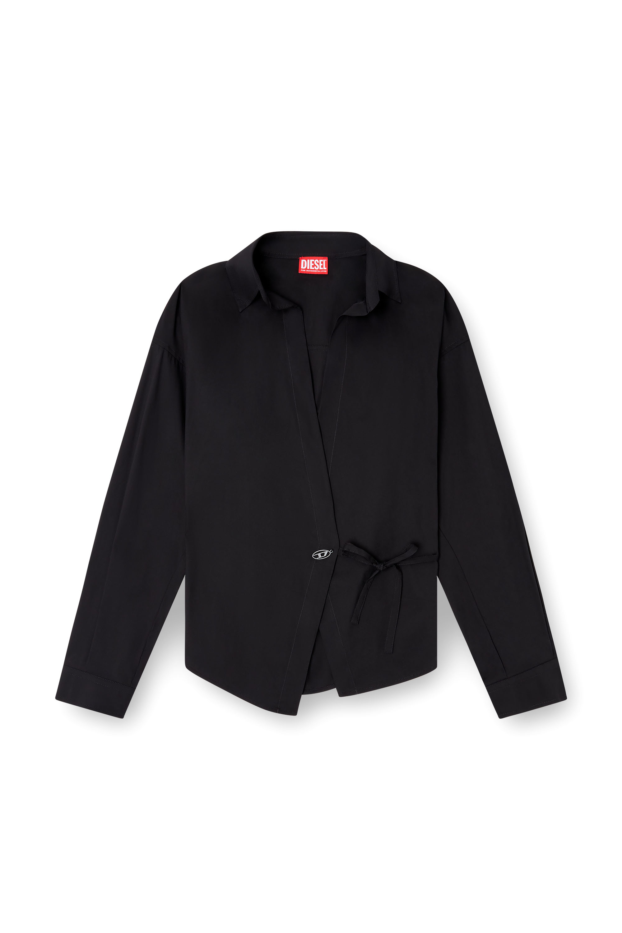 Diesel - C-DELPHI, Damen Wickel-Hemd mit Logo-Anh&auml;nger in Schwarz - 2