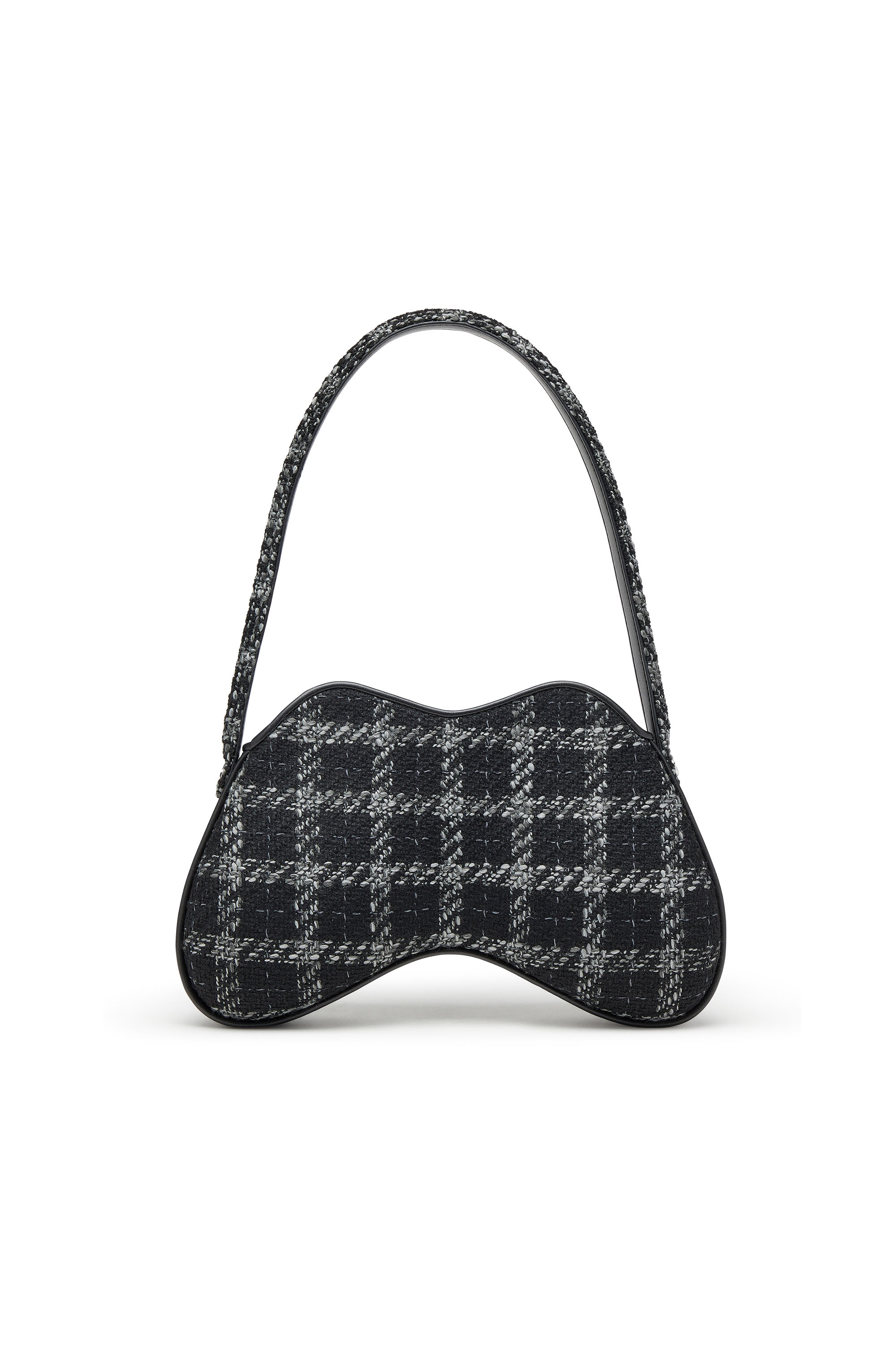 Diesel - DOUBLE-D SHOULDER, Damen Schultertasche mit Hahnentritt-Muster in Schwarz - 3