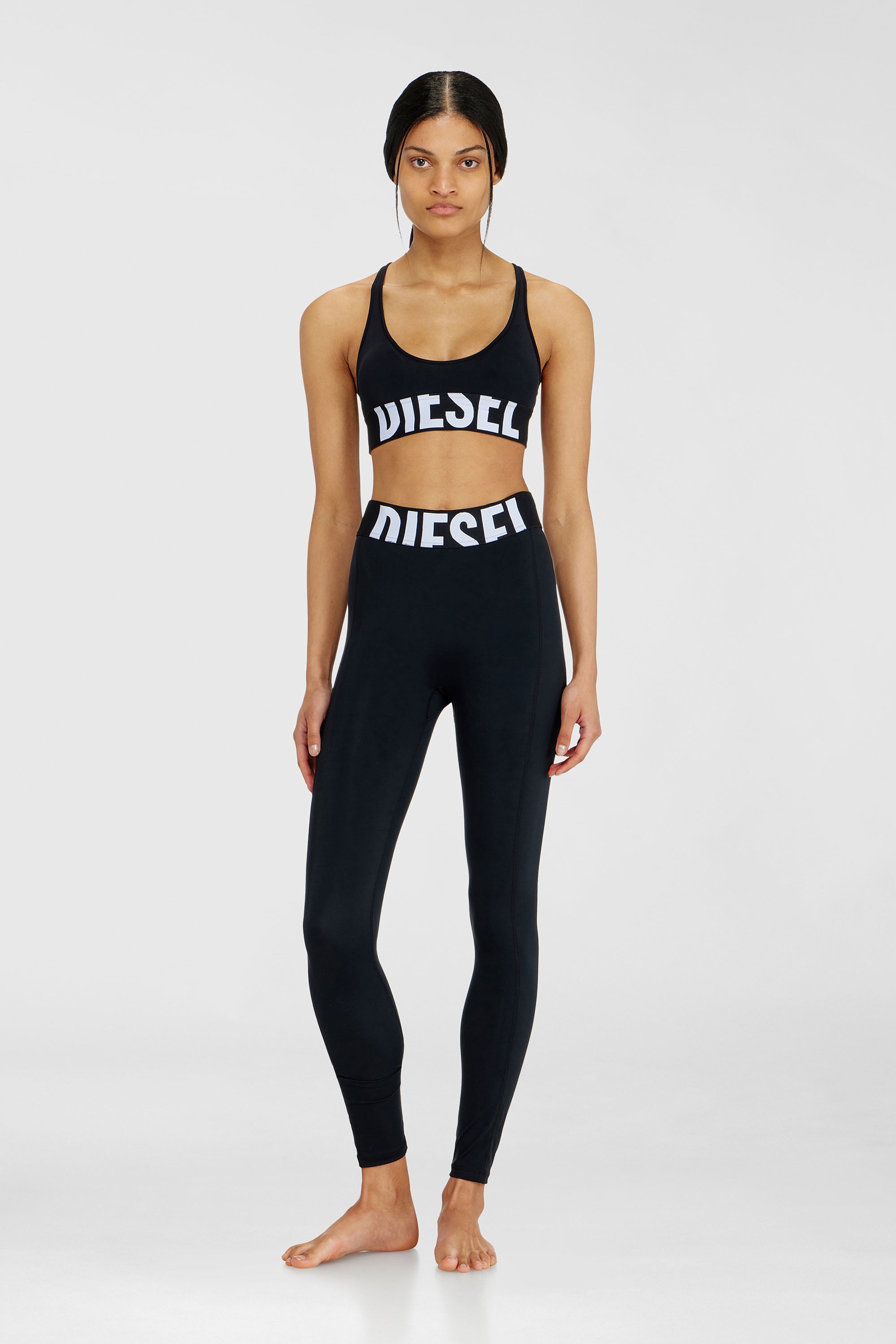 Diesel - ALLISON-D-POP, Damen Sport-BH aus Mikrofaser mit Cut-off-Logo in Schwarz - 1