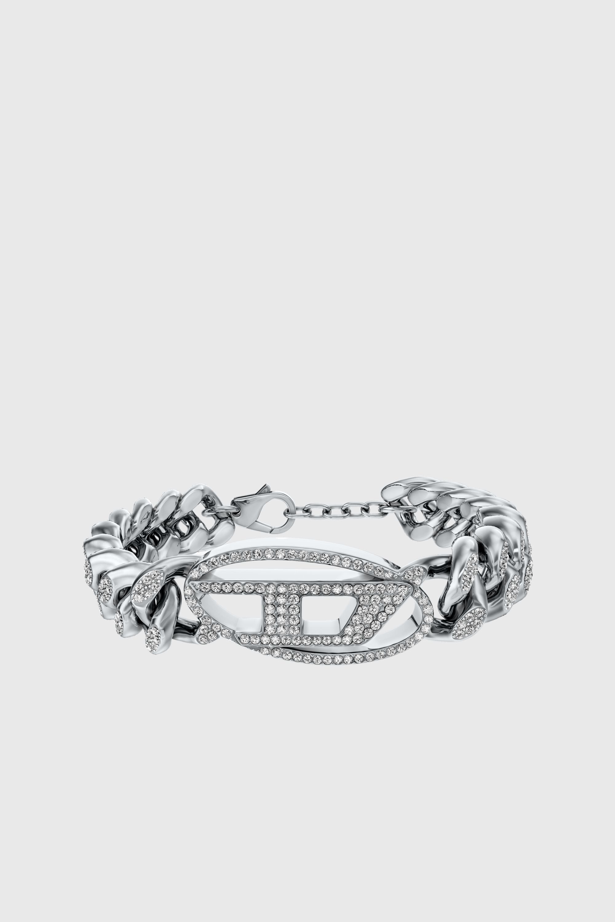 Diesel - DX1707040 JEWELLERY, Unisex Oval D glitz-Armband aus Edelstahl mit Kettengliedern in Silber - 1
