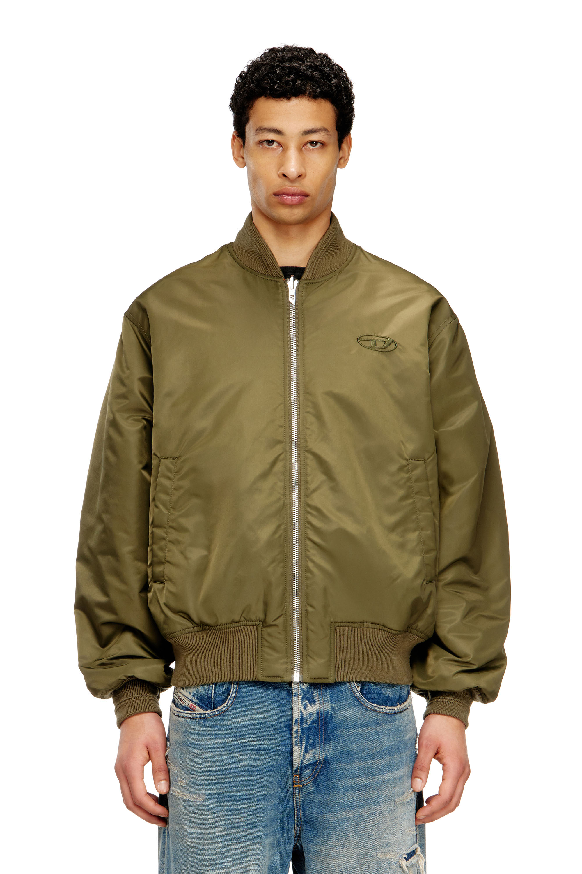Diesel - W-TYPE-D1, Herren Gesteppte Bomberjacke mit Oval-D-Stickerei in Gr&uuml;n/Orange - 3