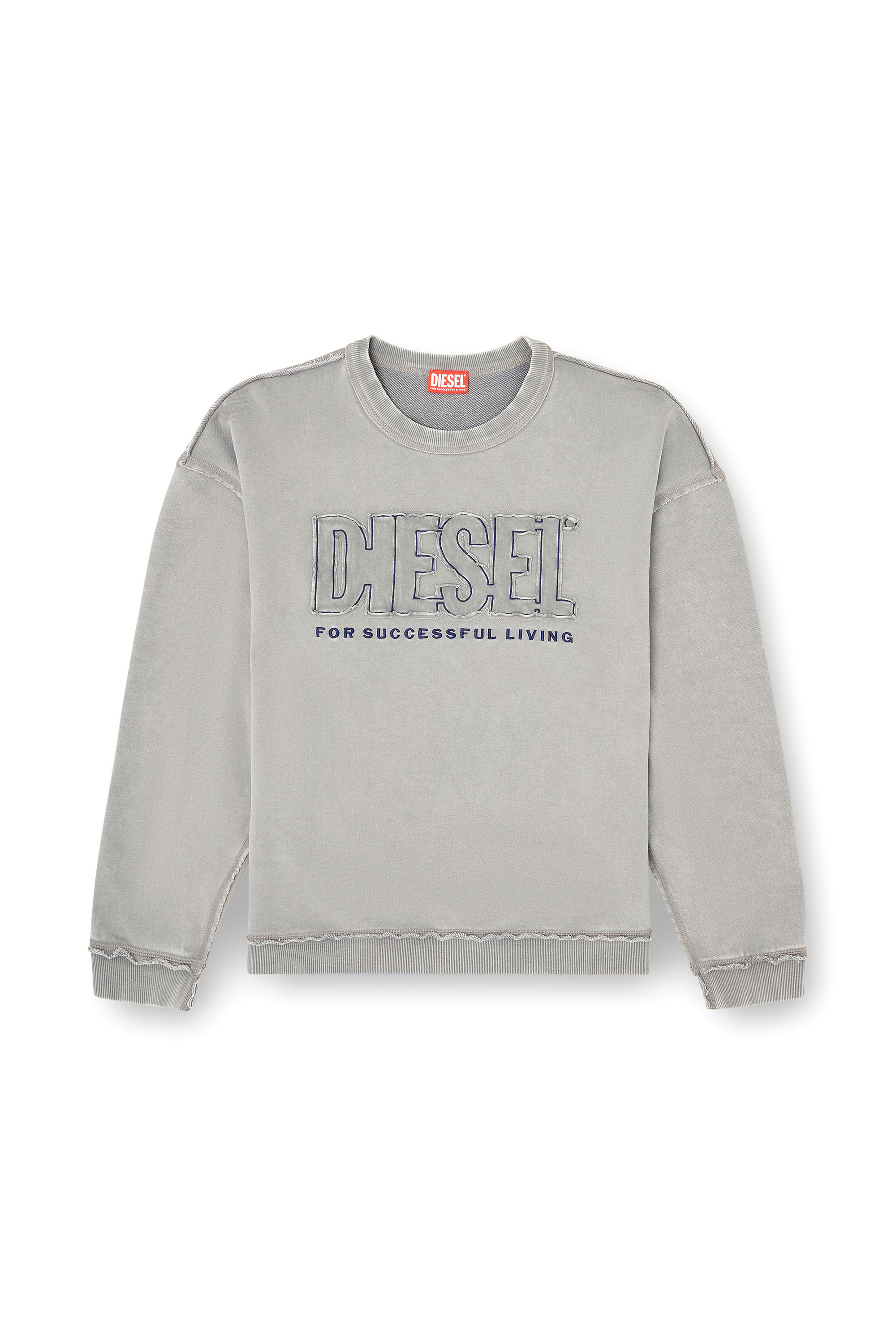 Diesel - S-BOXT-RAW-V1, Herren Baumwoll-Sweatshirt mit appliziertem Logo in Grau - 3