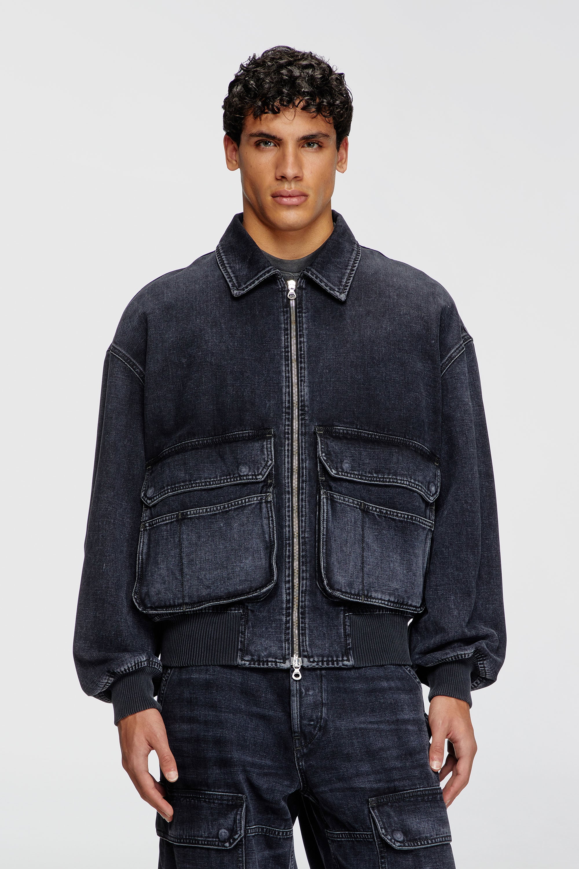 Diesel - D-KURZ, Unisex Jacke aus Denim in K&ouml;perbindung in Schwarz - 1