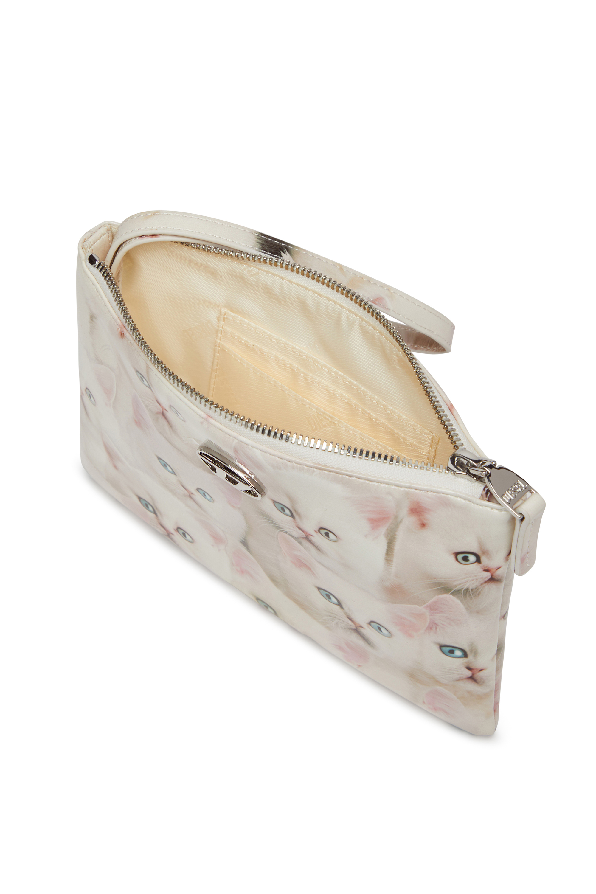 Diesel - PLAY POUCH II, Damen Pouch aus bedrucktem glänzendem PU in Weiß - 4