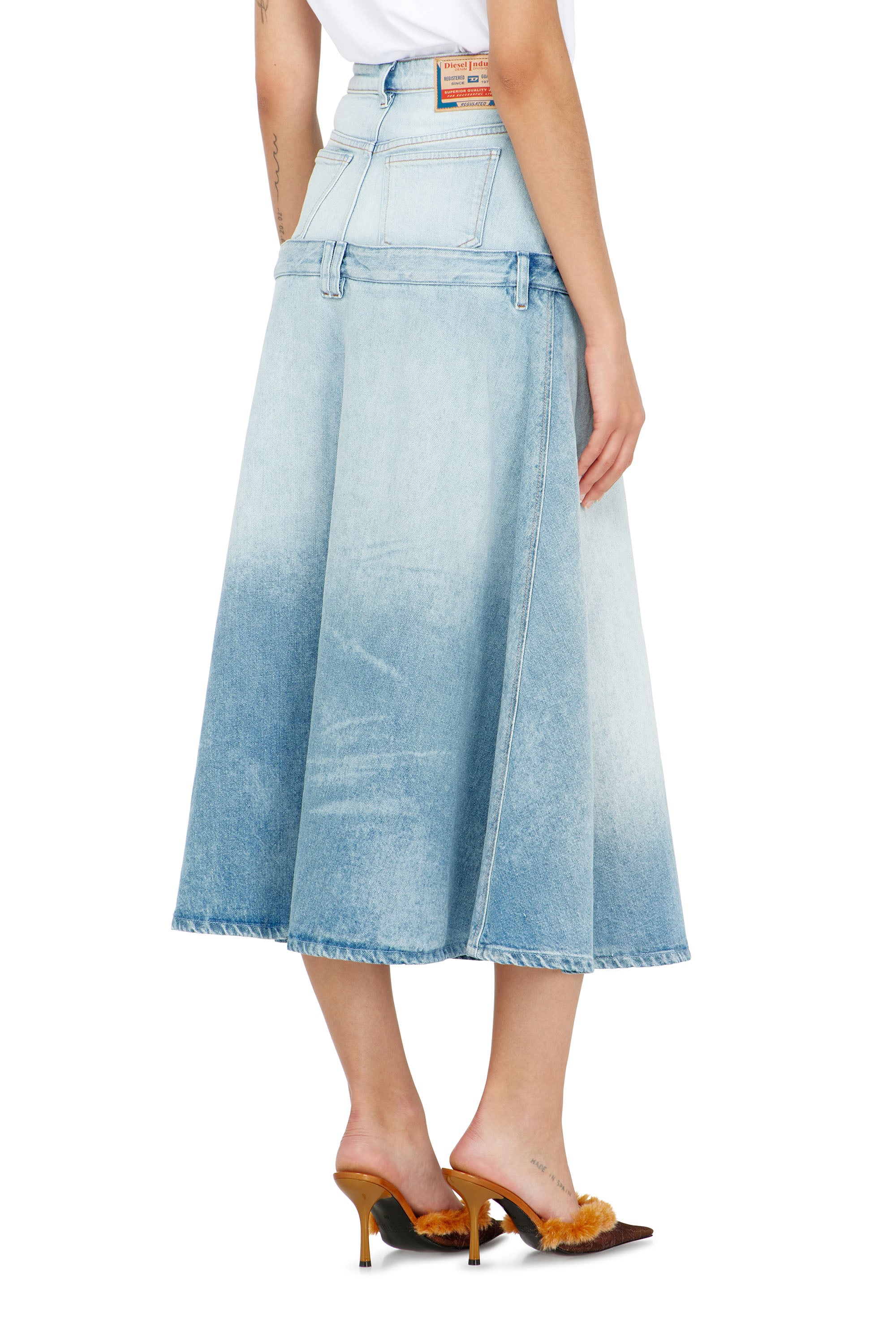 Diesel - DE-VORYA-S, Damen Jeansrock mit Lagen-Design in Hellblau - 3