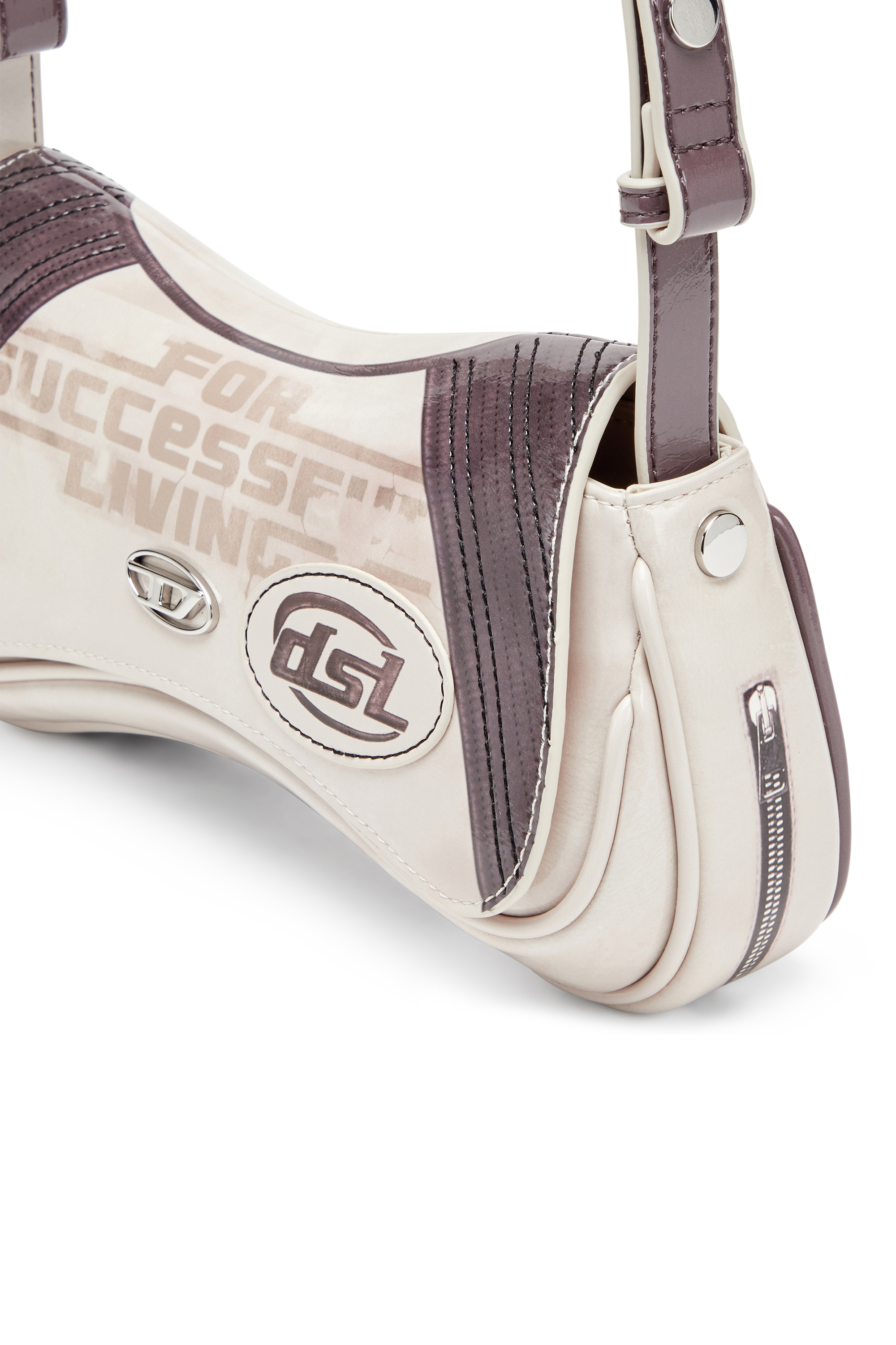 Diesel - PLAY CLUTCH, Damen Play-Gl&auml;nzende Clutch mit Biker-Details in Hellgrau - 6