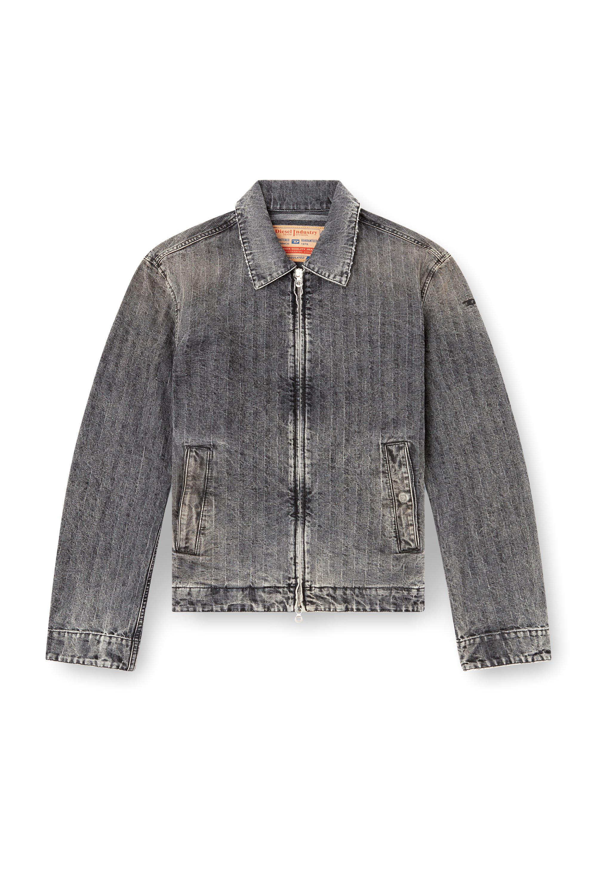 Diesel - D-ROHE, Herren Blousonjacke aus Fischgrät-Denim in Schwarz - 3