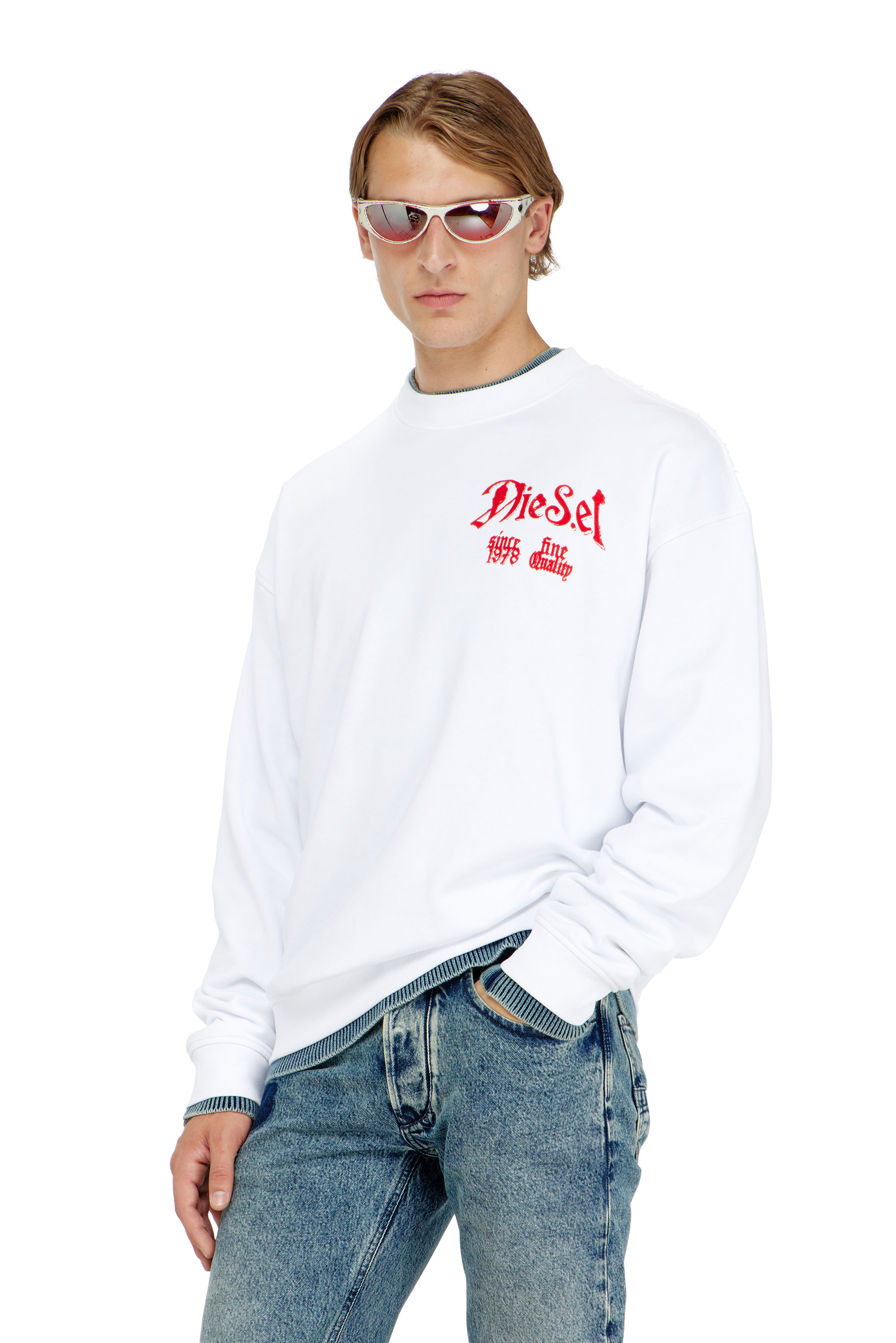 Diesel - S-BOXT-AA2, Herren Sweatshirt aus Baumwolle mit Flockprint in null - 1