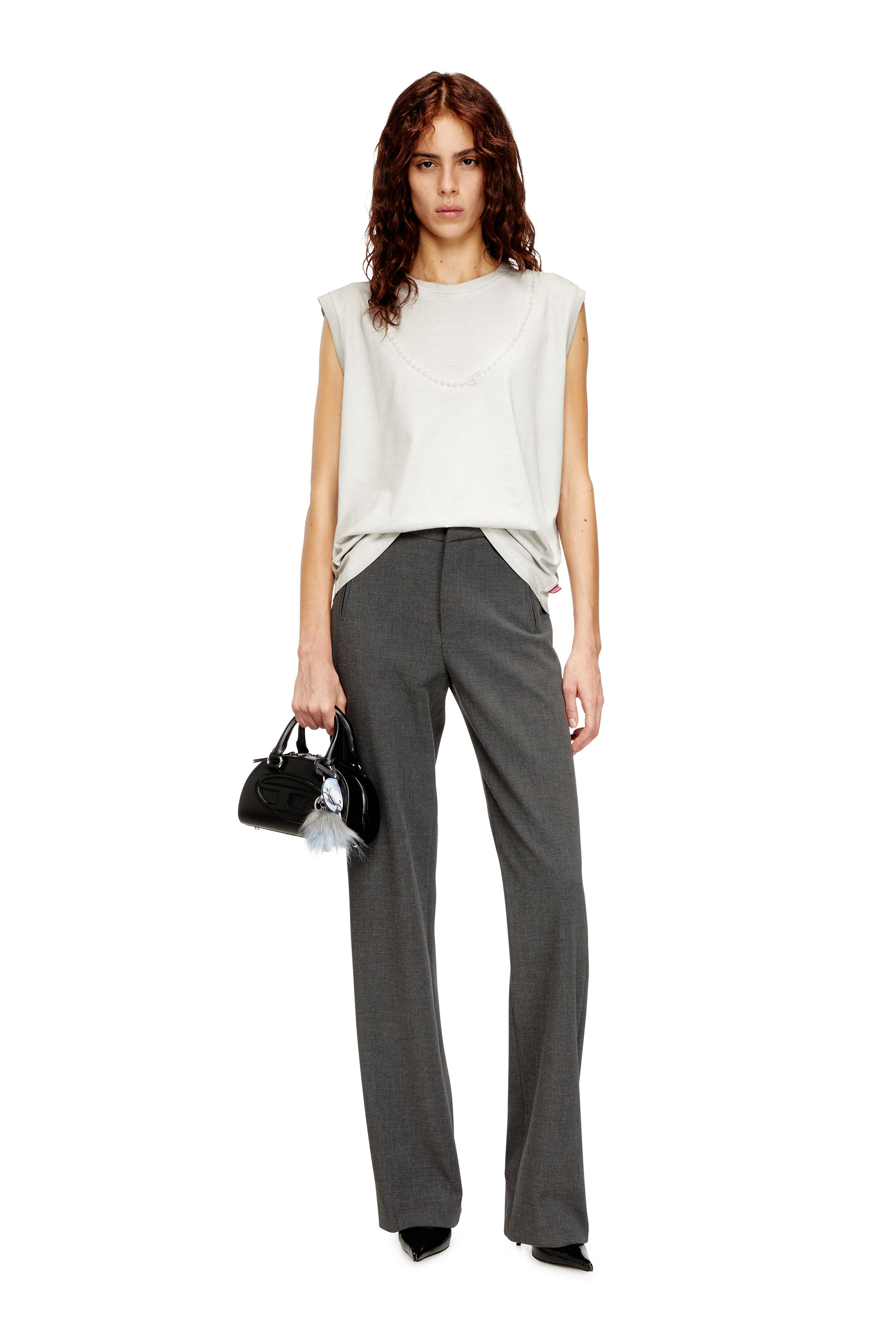 Diesel - T-EMBEJ, Damen Ärmelloses T-Shirt mit geprägter Kette in Weiß - 2