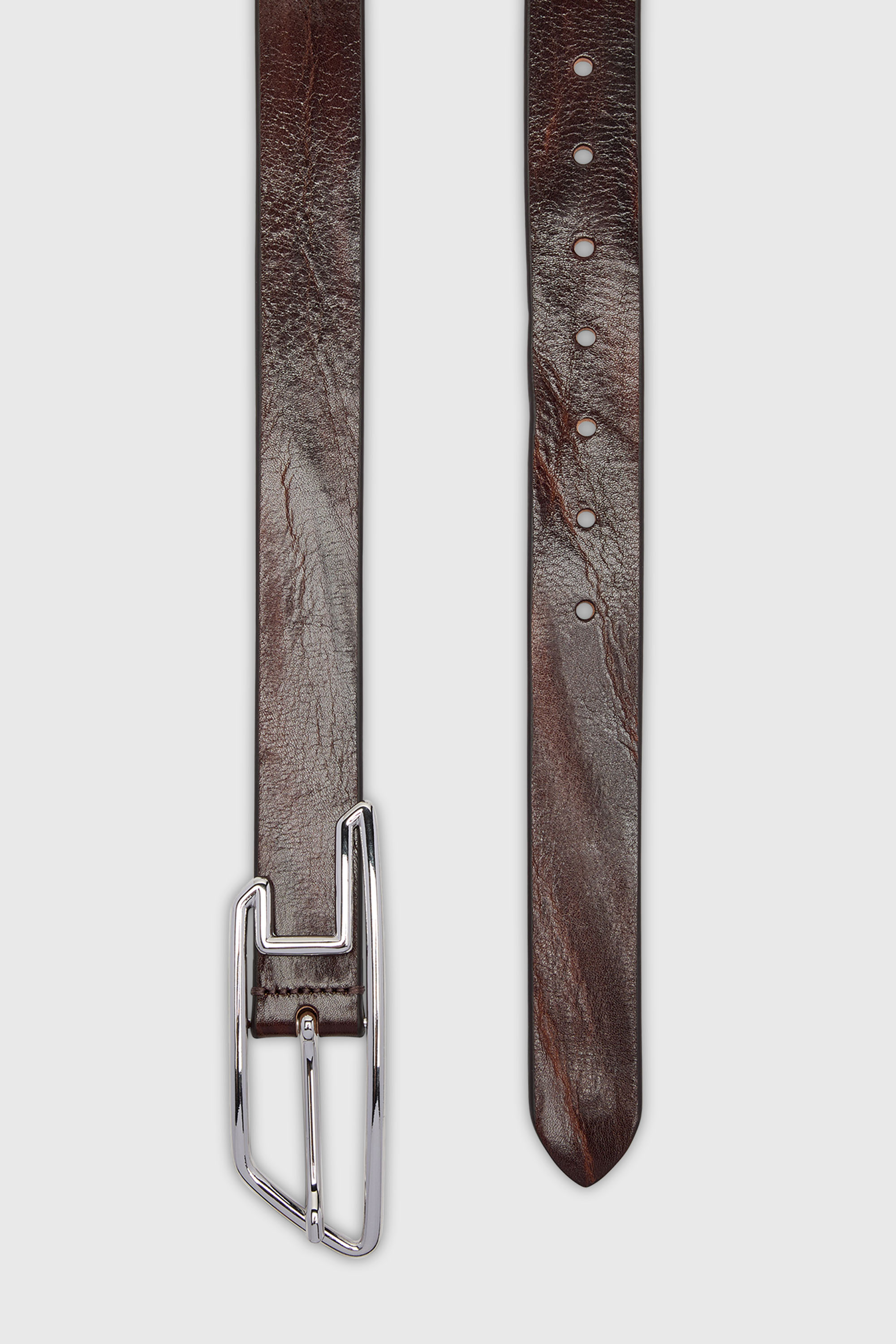 Diesel - B-D LINE 30, Unisex 3 cm breiter G&uuml;rtel aus gewachstem Leder mit D-Logo-Schnalle in Braun - 3