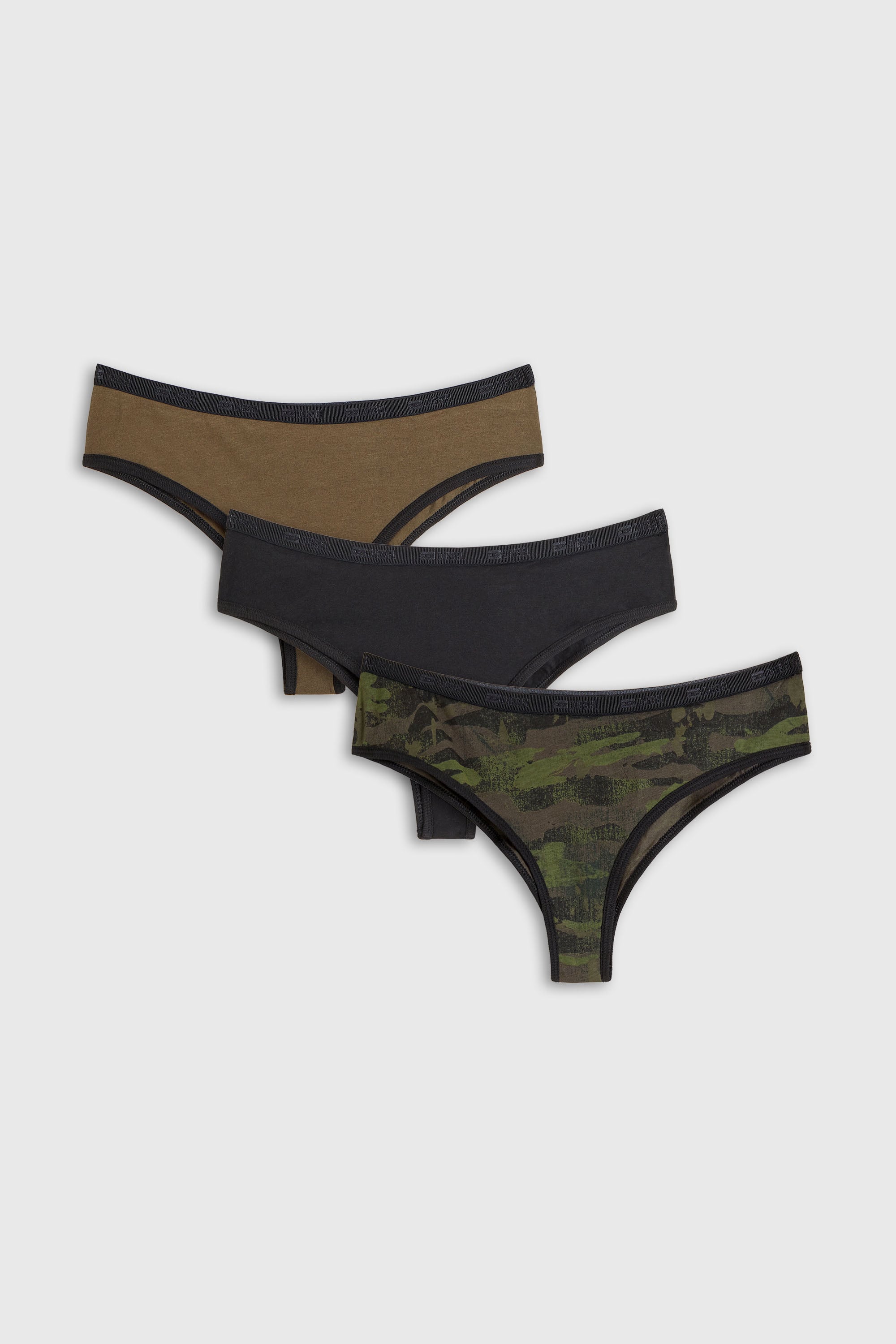 Diesel - GLENDA-UTLT-3PACK, Damen Dreierpack Slips mit camo print in Armeegr&uuml;n - 2