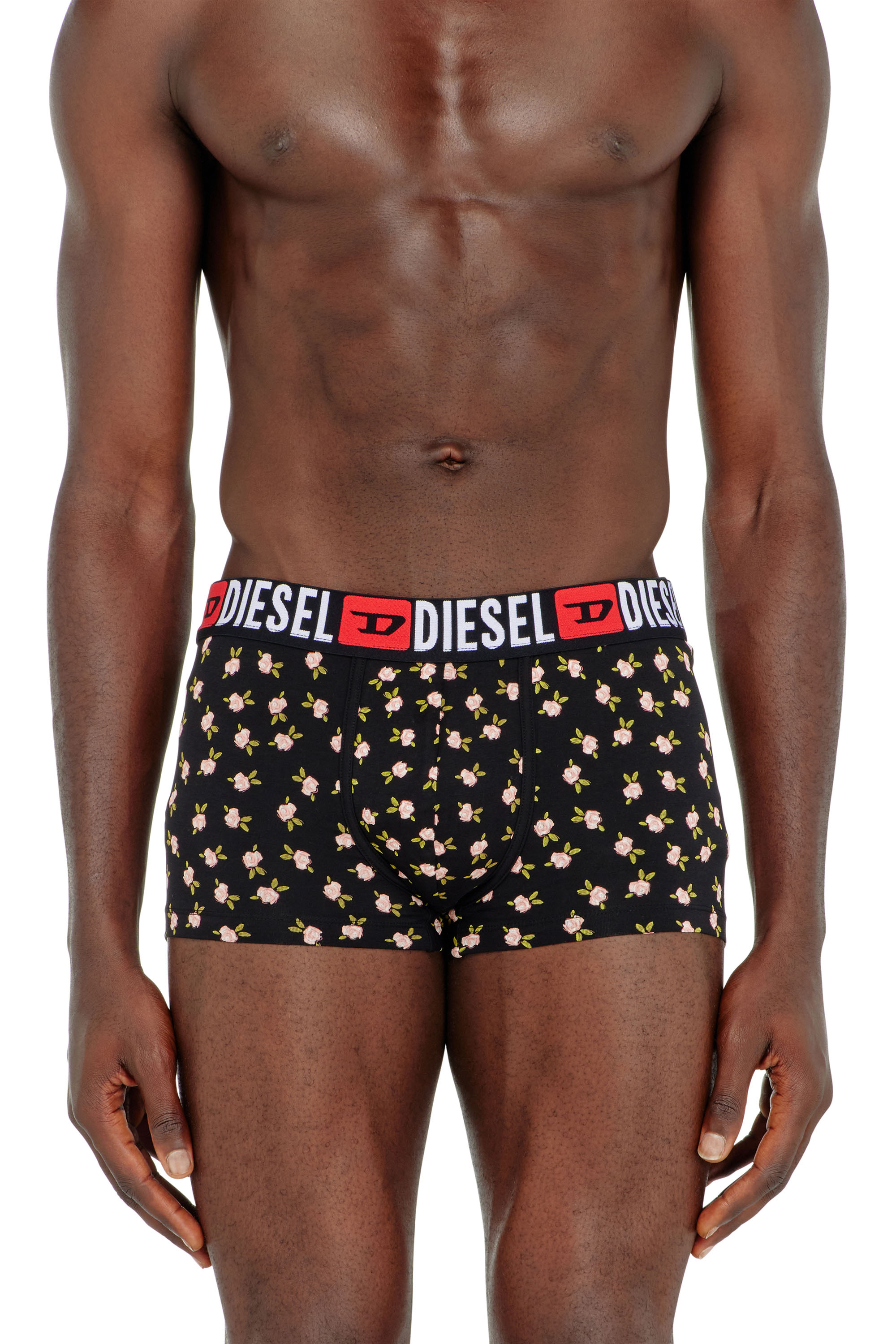 Diesel - UMBX-DAMIENTHREEPACK, Man's Three-pack of stretch cotton trunks with floral print in Black/Red - 3