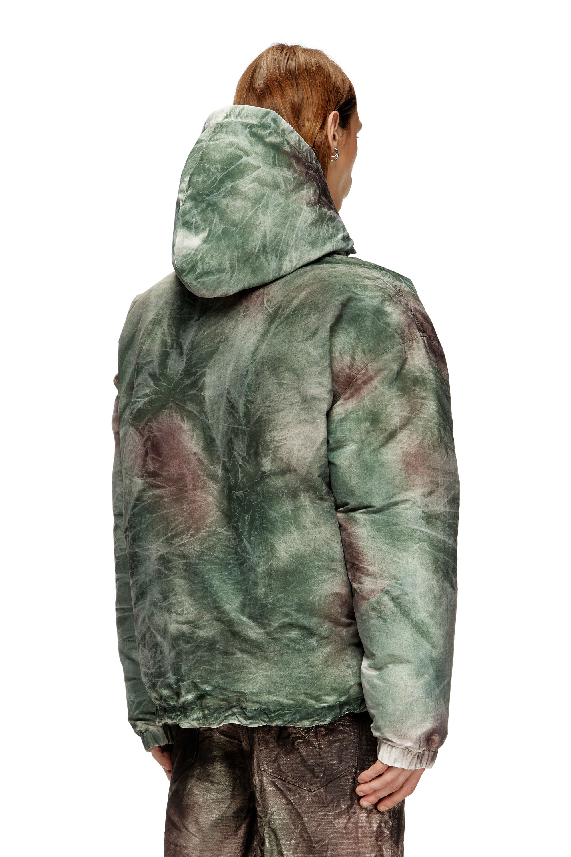 Diesel - W-THUG-JKT-PUFFY, Unisex Gesteppte Kapuzenjacke aus Tarn-Nylon in Braun/Grün - 4