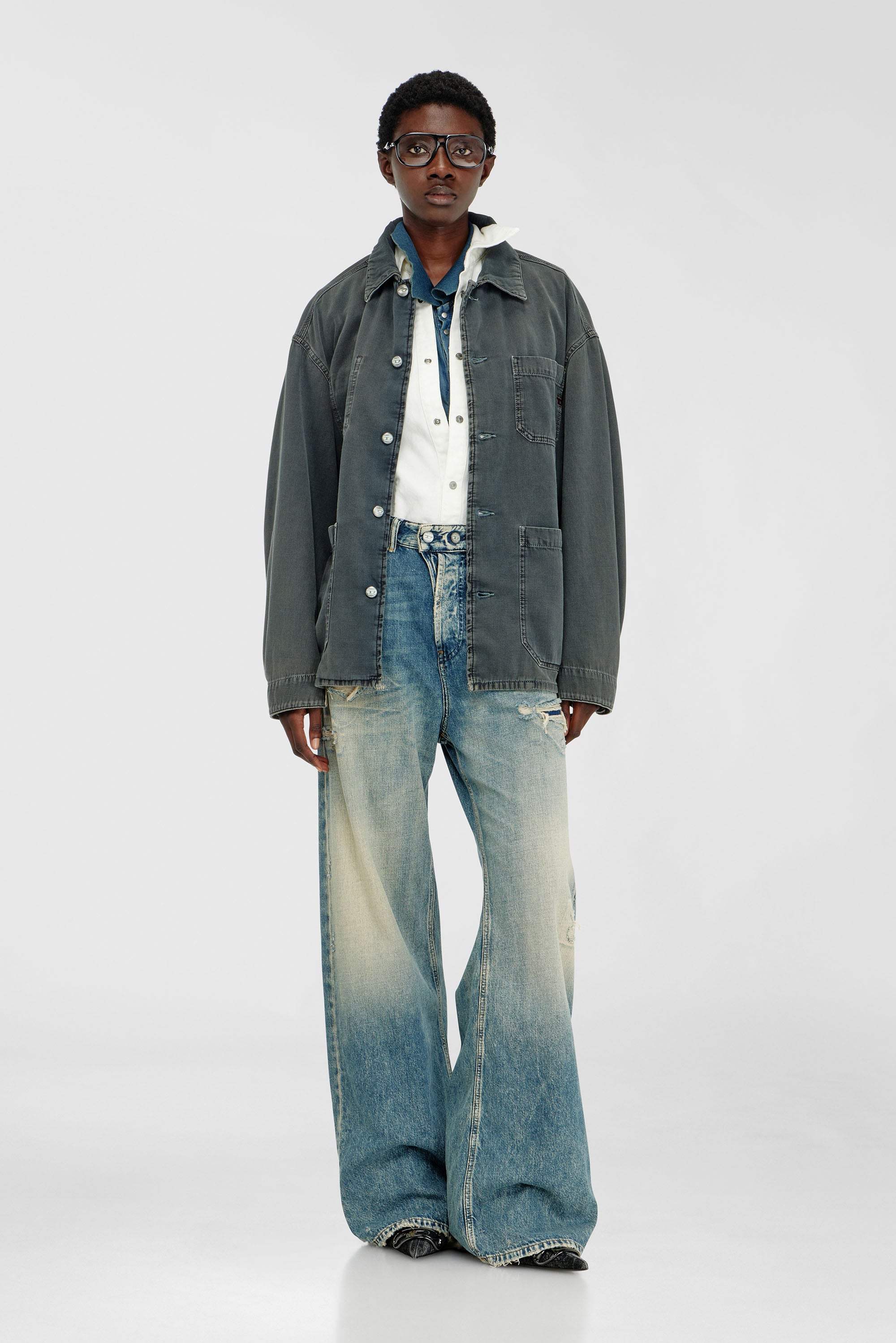 Diesel - D-STACK-U, Unisex Utility-Jacke aus farbigem denim in Grau - 7