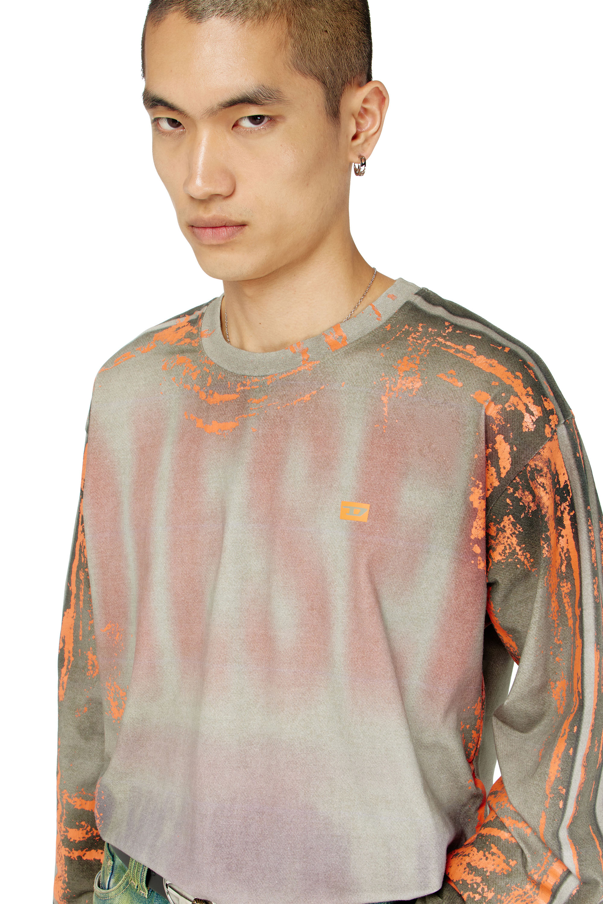 Diesel - T-FILMY, Herren Langarmshirt aus Cracked Jersey in null - 3