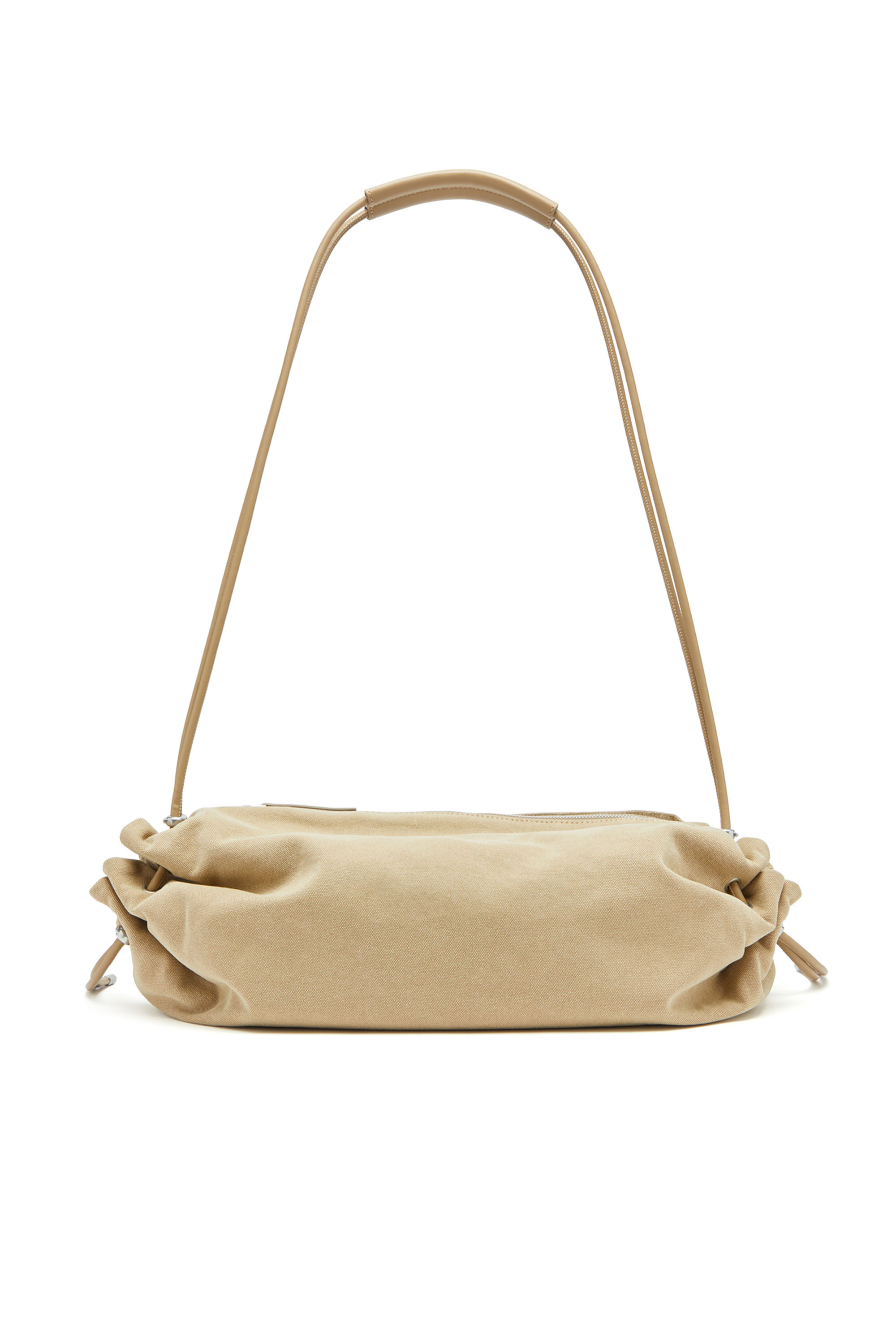 Diesel - SCRUNCH-D CROSSBODY L, Damen Scrunch-D L-Knitter-Seesack aus behandeltem Canvas in Beige - 2