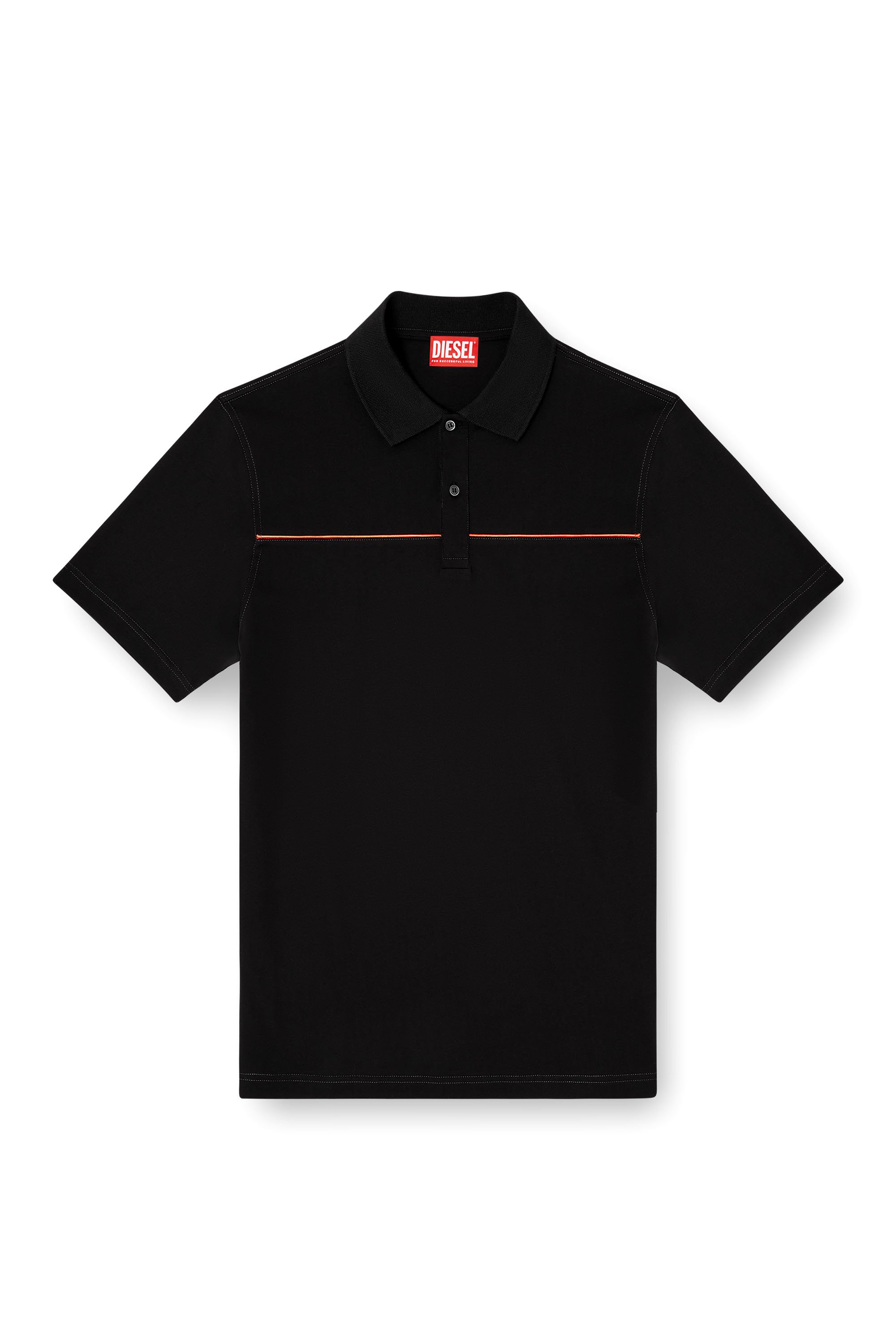 Diesel - T-REJUST-PIPING, Man's Polo shirt with contrast piping in Black - 3