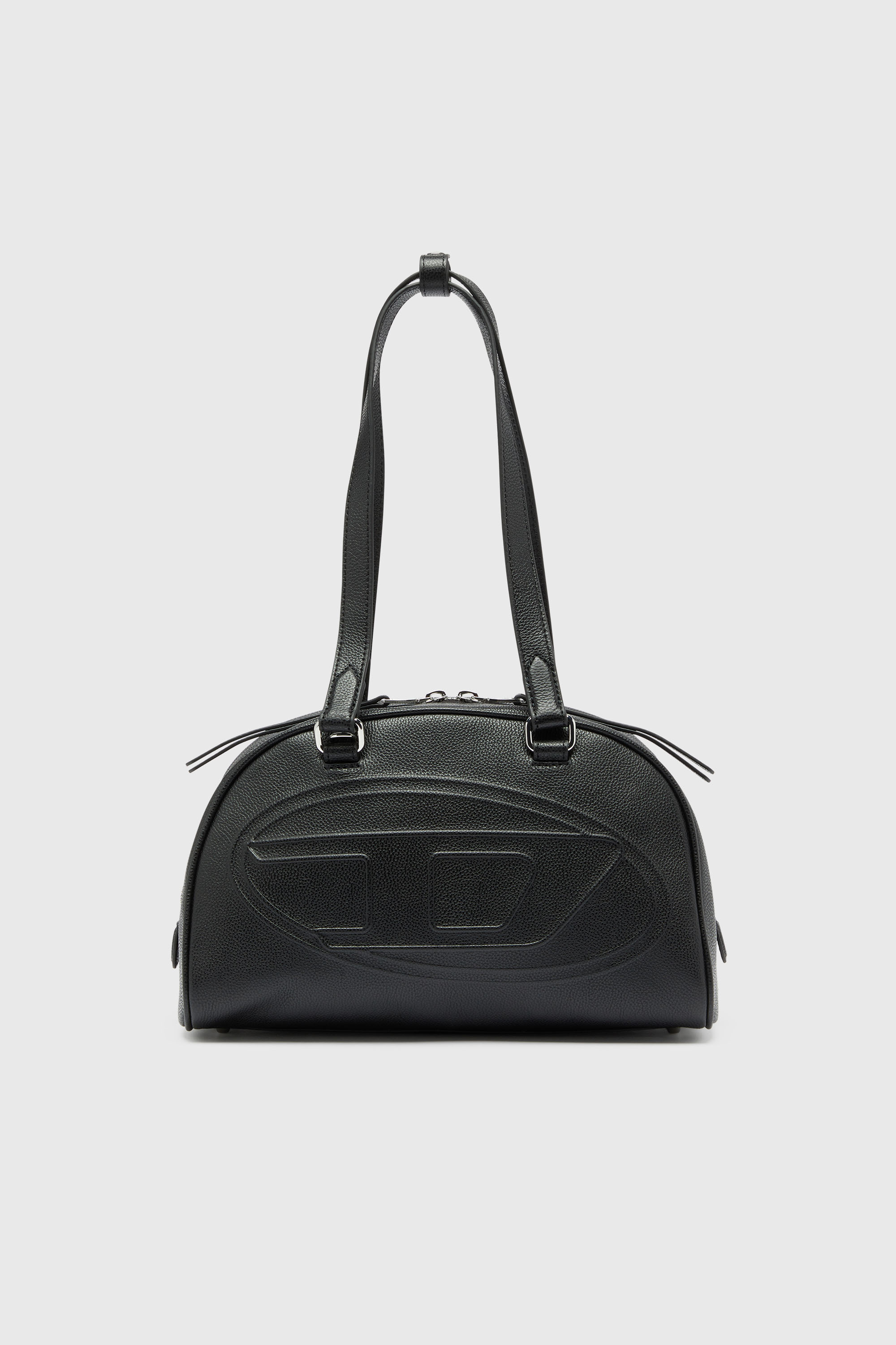 Diesel - 1DR DOME SHOULDER, Unisex 1DR Dome - Boston Bag aus Leder mit gepr&auml;gtem Logo in Schwarz - 1