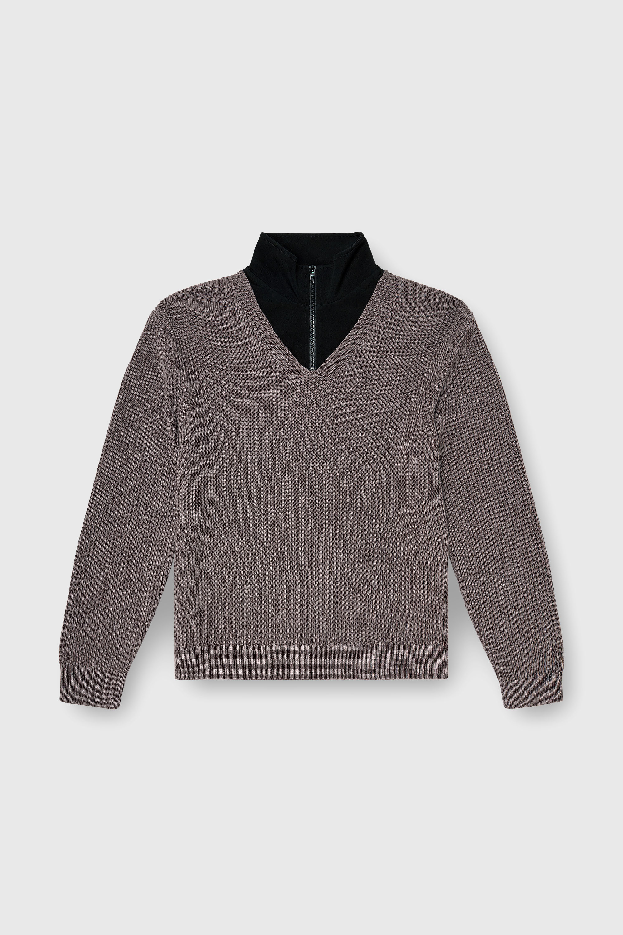 Diesel - K-MAMU, Herren Pullover mit half-zip und doppellagigem Kragen in Schwarz/Grau - 2