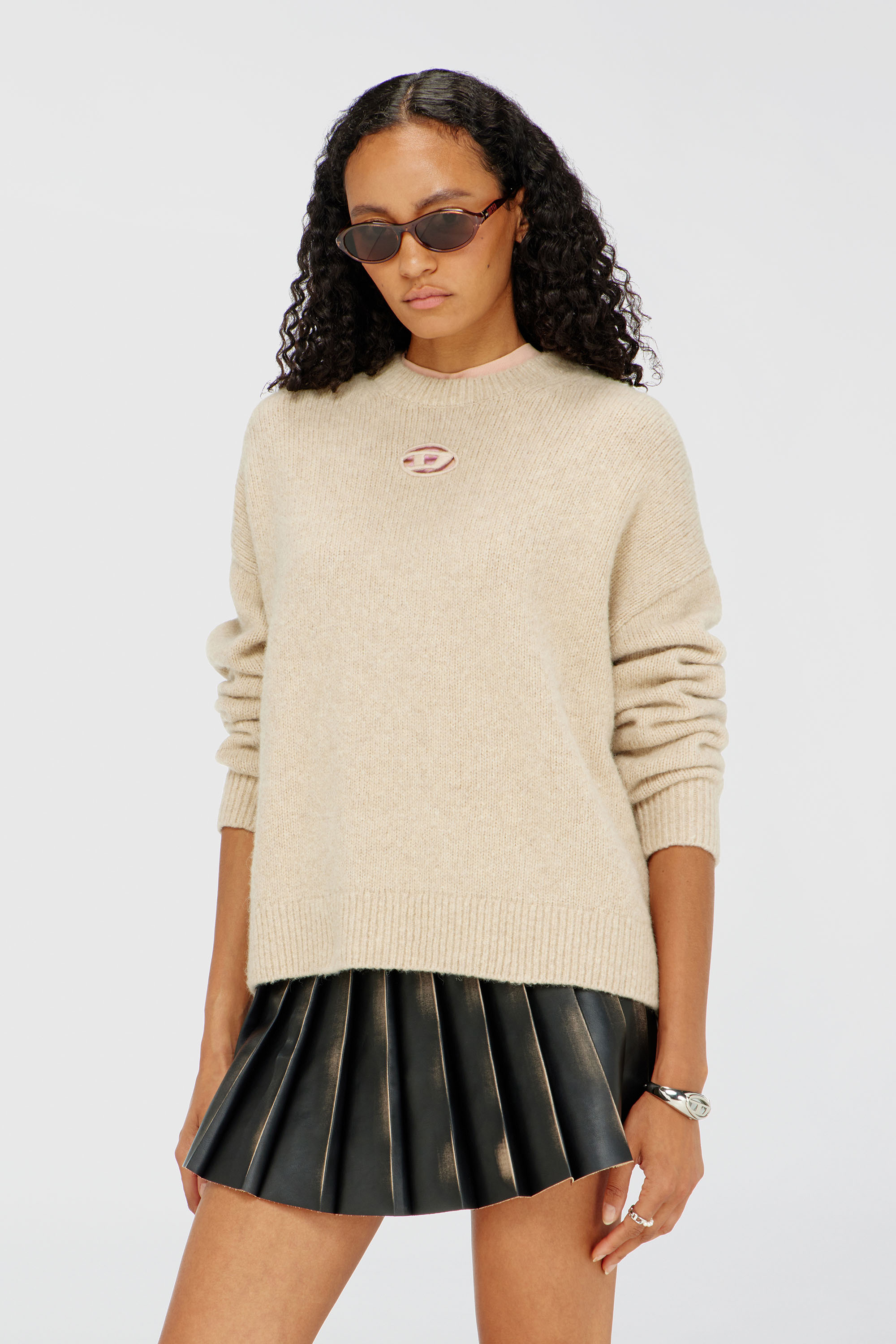 Diesel - M-AREETA, Damen Pullover aus Woll- und Alpakamischung in Beige - 1