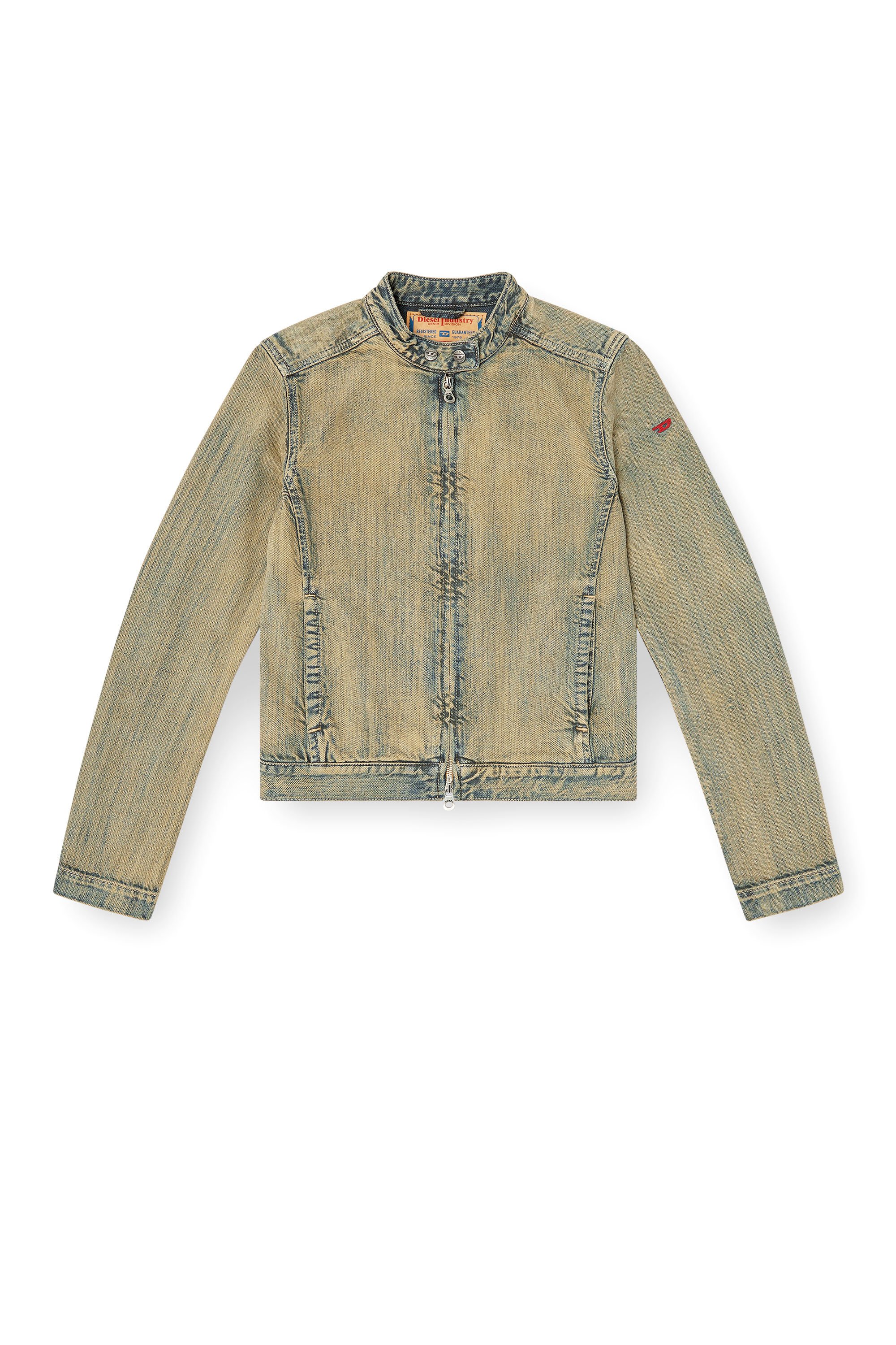 Diesel - DE-MORNIN, Damen Motorradjacke aus Goldbrush-Denim in Mittelblau - 3