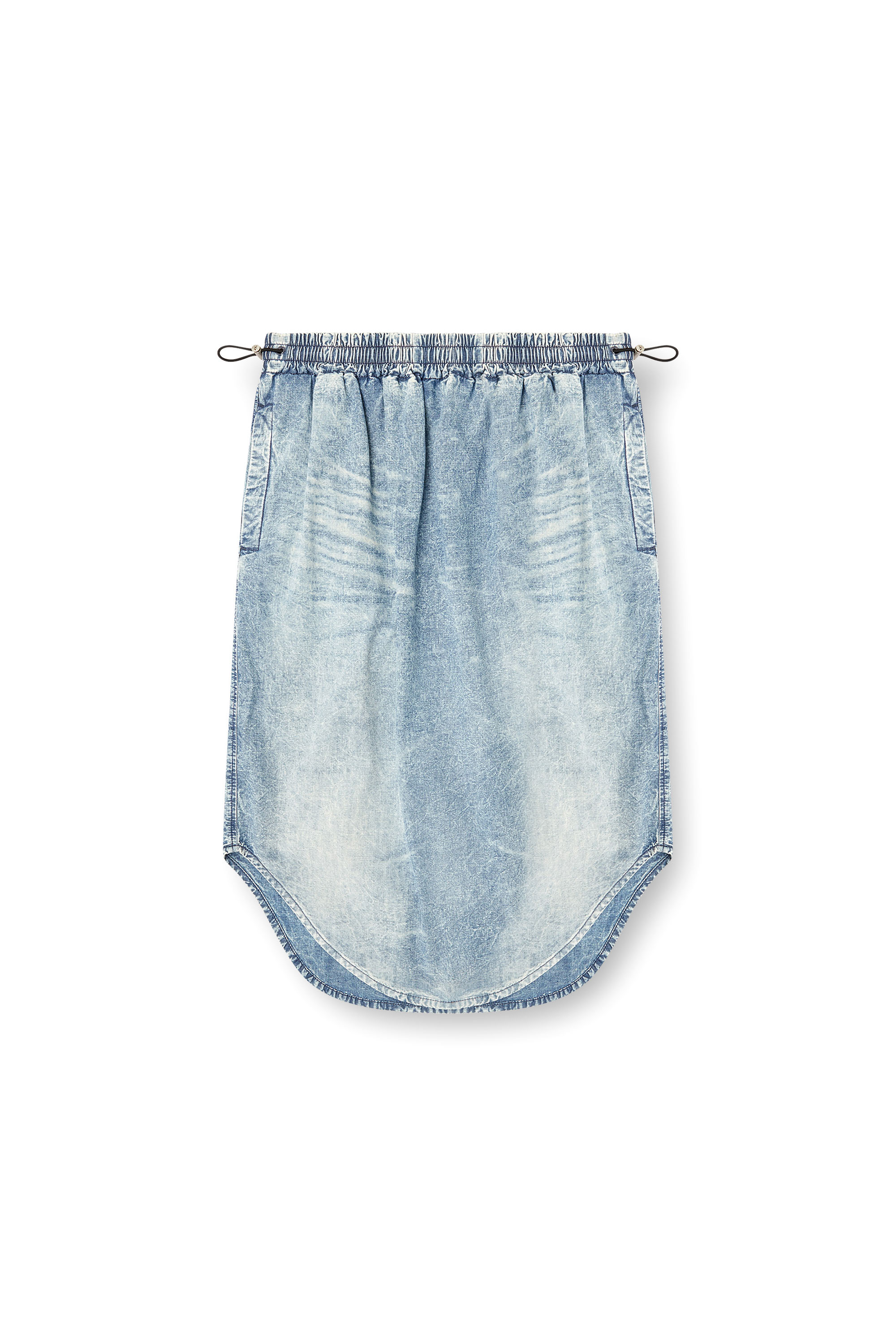 Diesel - DE-ASHLEY-S, Damen Midirock aus marmoriertem Denim in Hellblau - 3