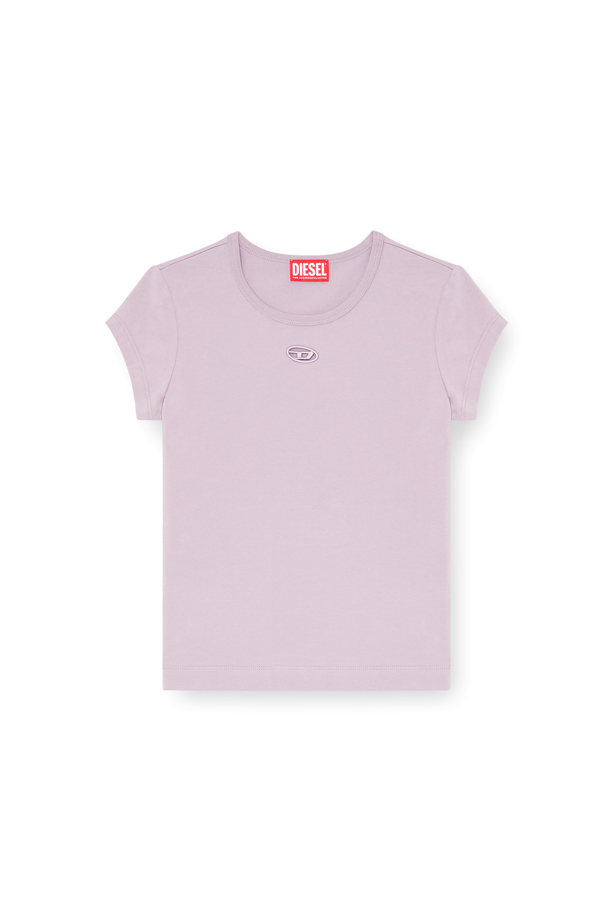 Diesel - T-ANGIE-OD, Damen T-Shirt mit ausgeschnittenem, besticktem Logo in null - 2
