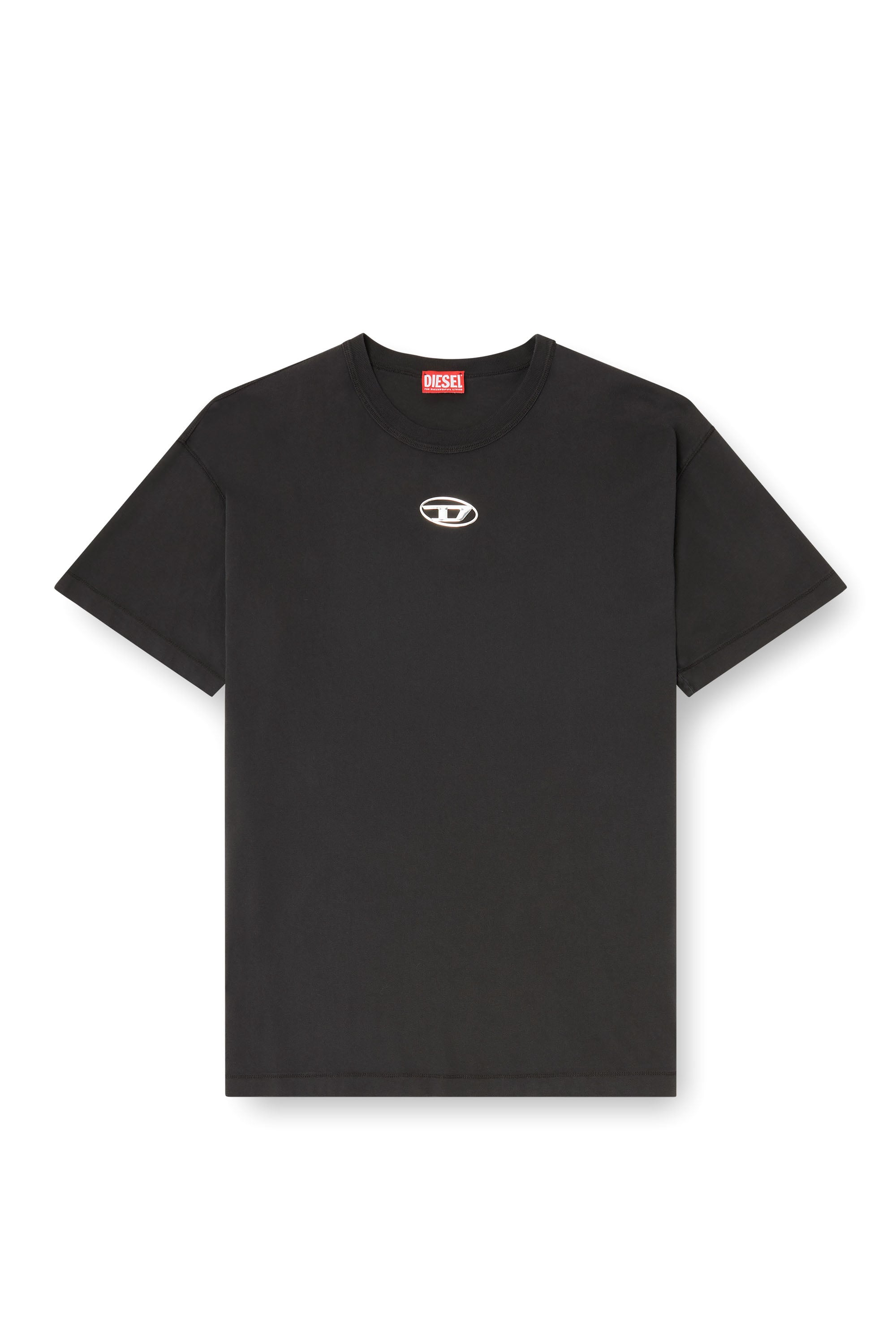 Diesel - T-NORM-IOD, Herren Leichtes Baumwoll-T-Shirt mit metallischem ovalem D-Logo in Schwarz - 3