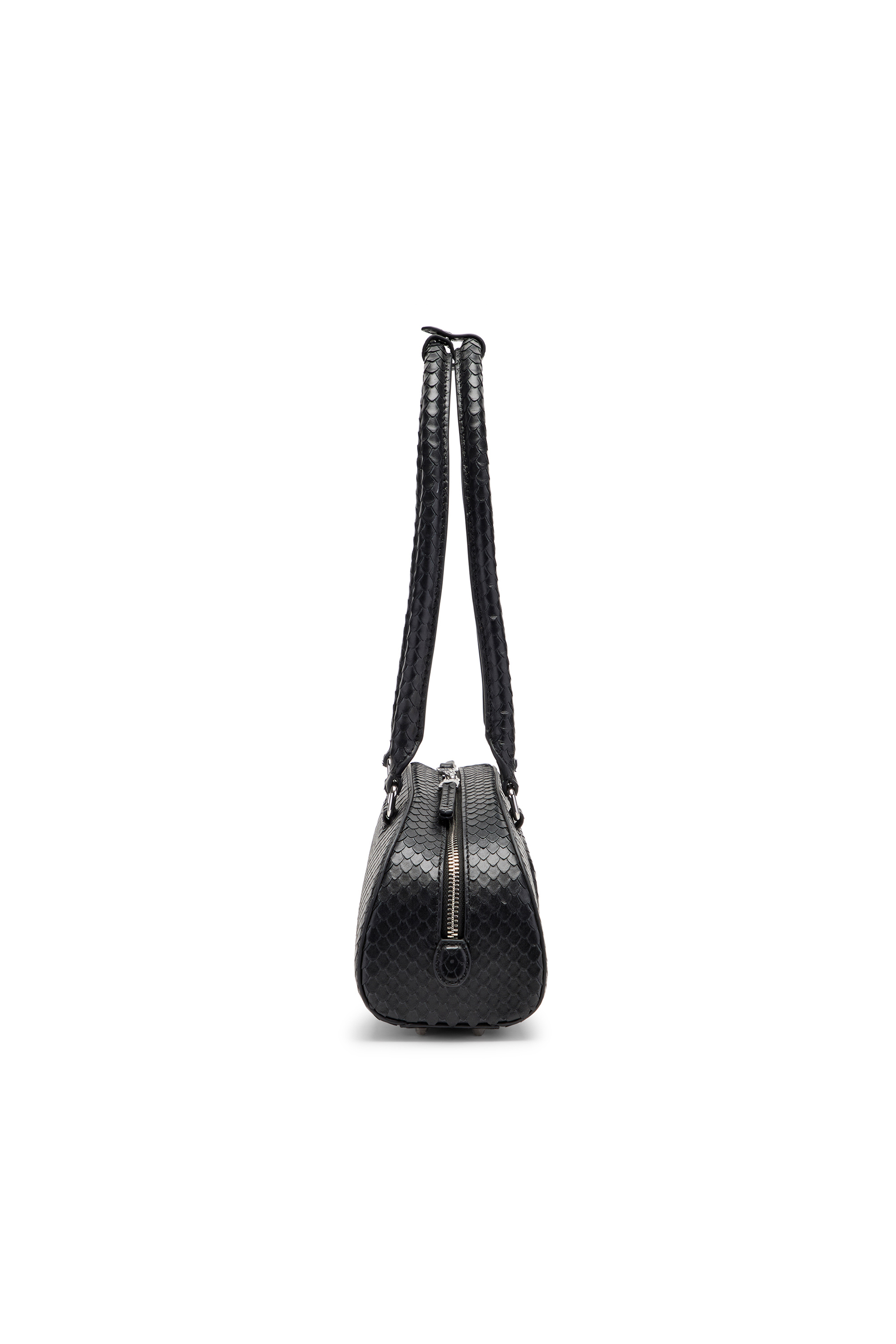 Diesel - 1DR DOME SHOULDER EW, Damen 1DR Dome-Langgezogene Bowlingtasche aus strukturiertem Leder in Schwarz - 4