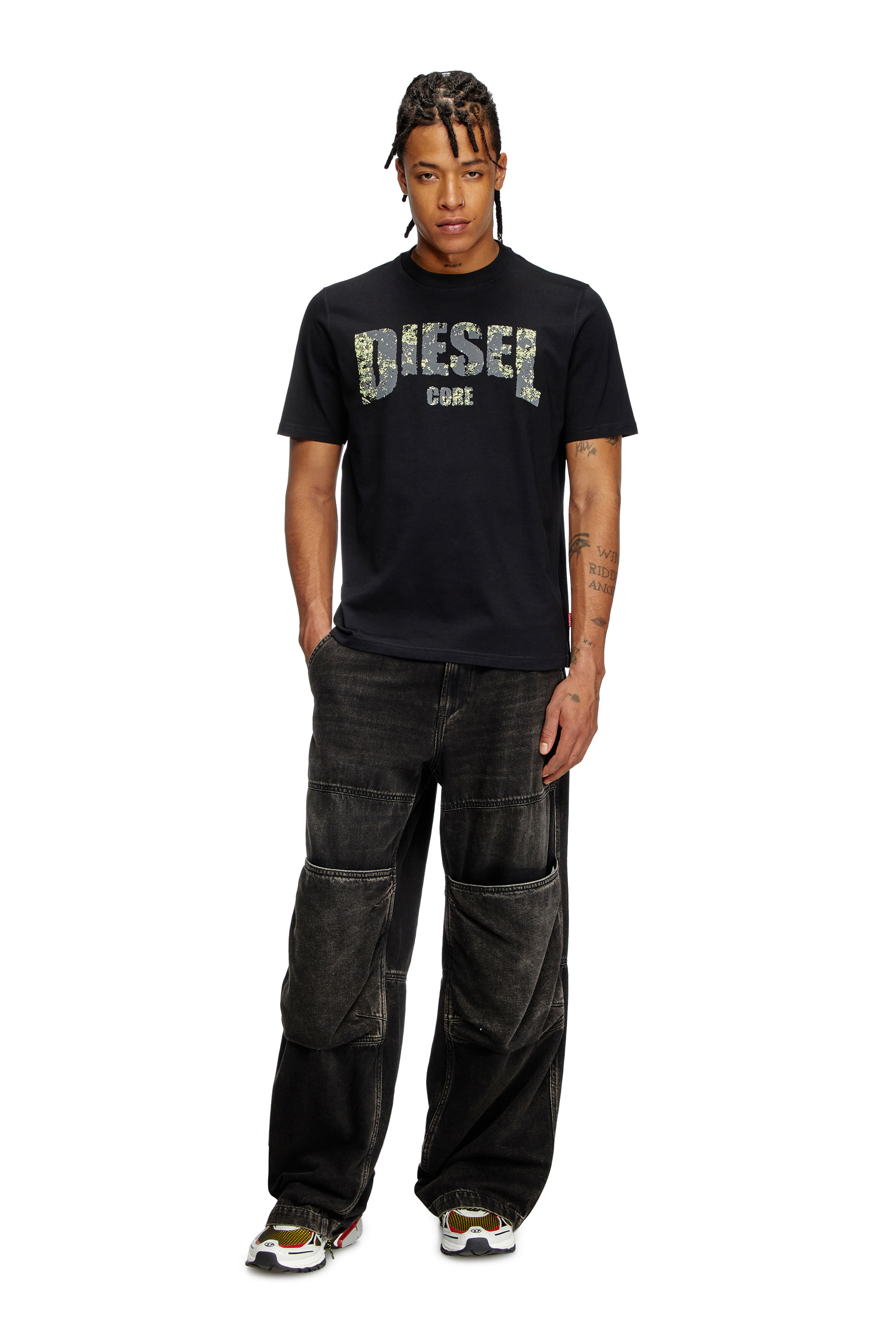 Diesel - T-ADJUST-R25, Herren T-Shirt mit Diesel Core-Print in Schwarz - 2