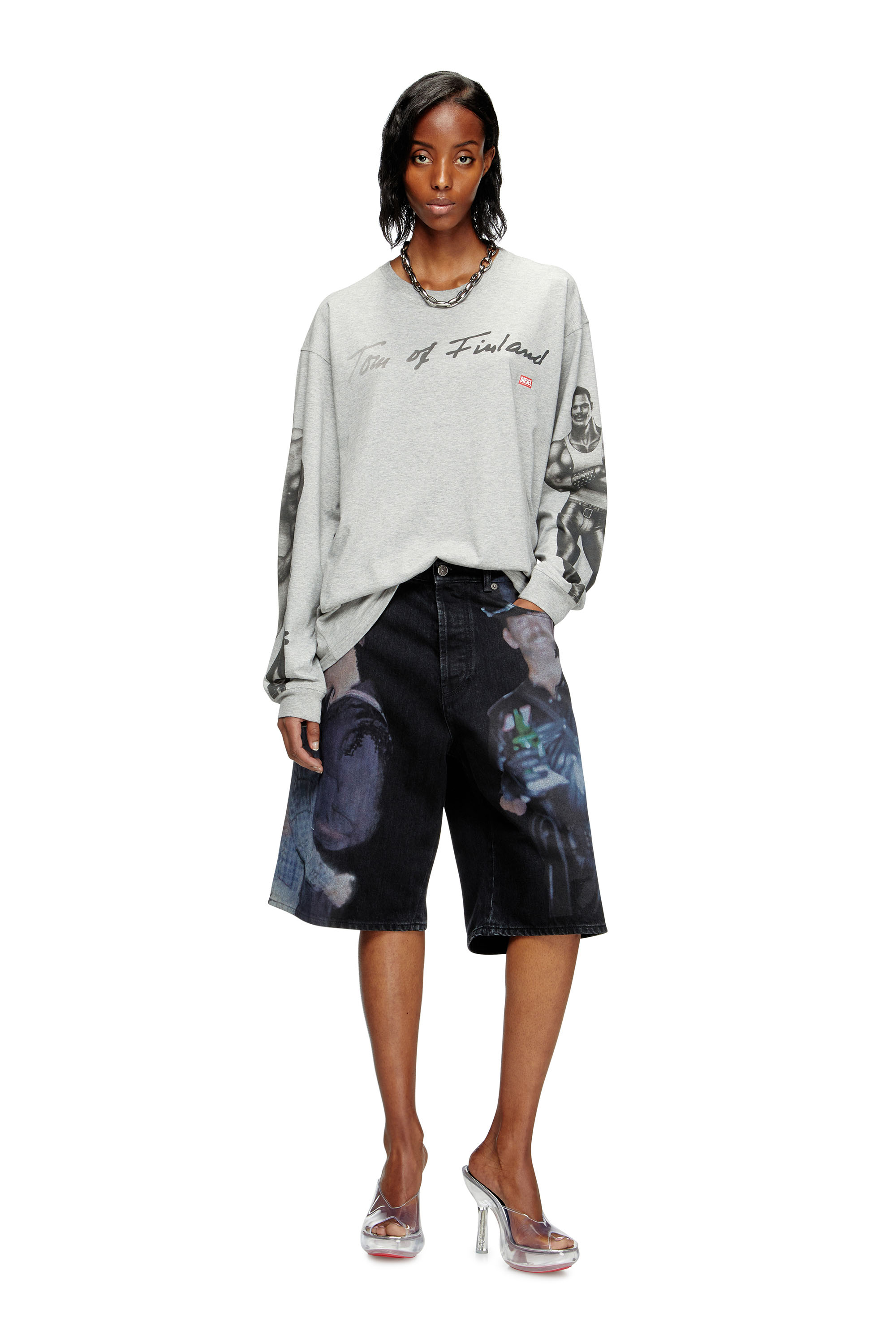 Diesel - PR-T-BOXT-LS-TOM25, Unisex Langarm-T-Shirt mit Grafik-Print in Grau - 6