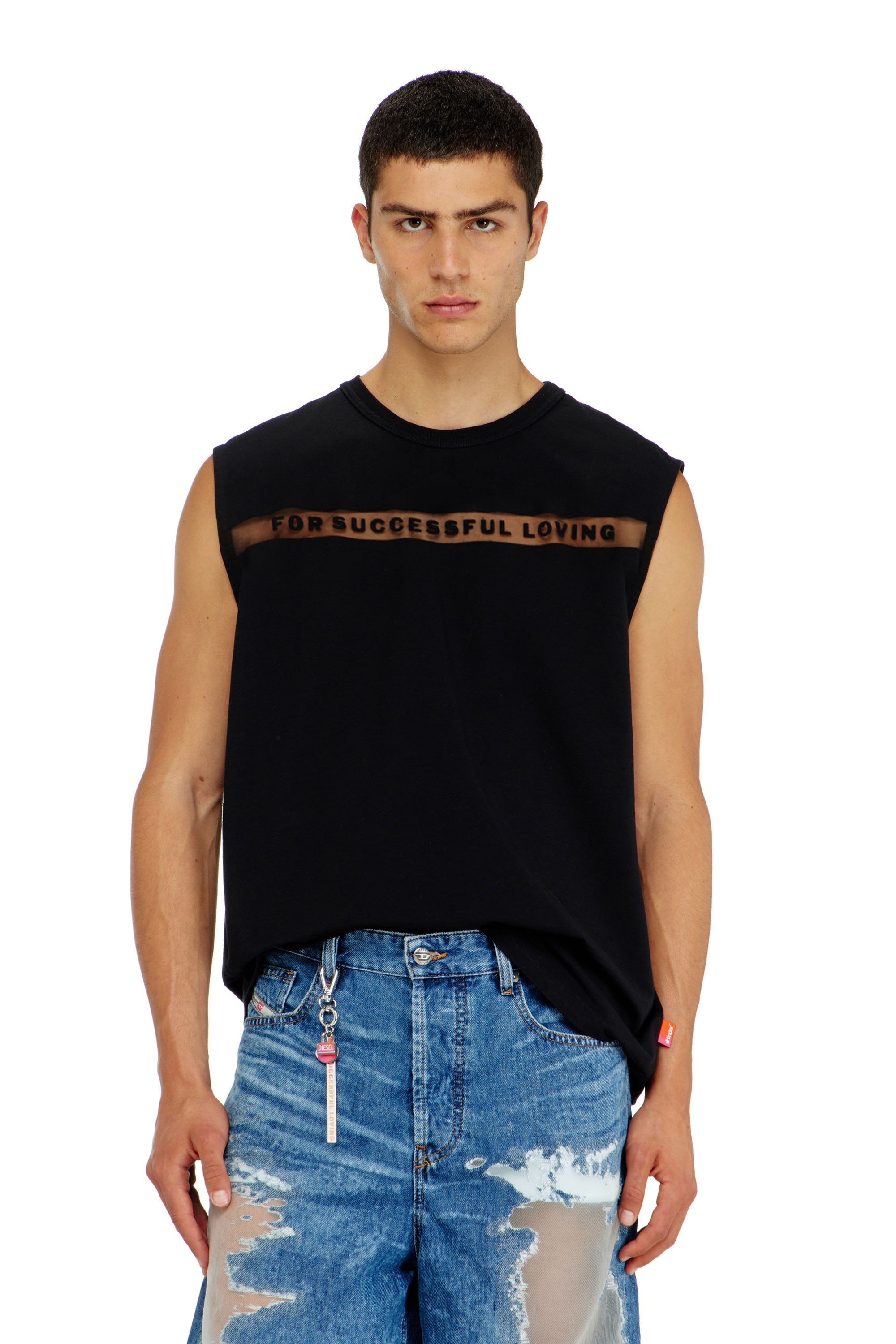Diesel - PR-T-NORM-BISC-MATI-R, Unisex Tanktop mit For Successful Loving Logo in Schwarz - 3
