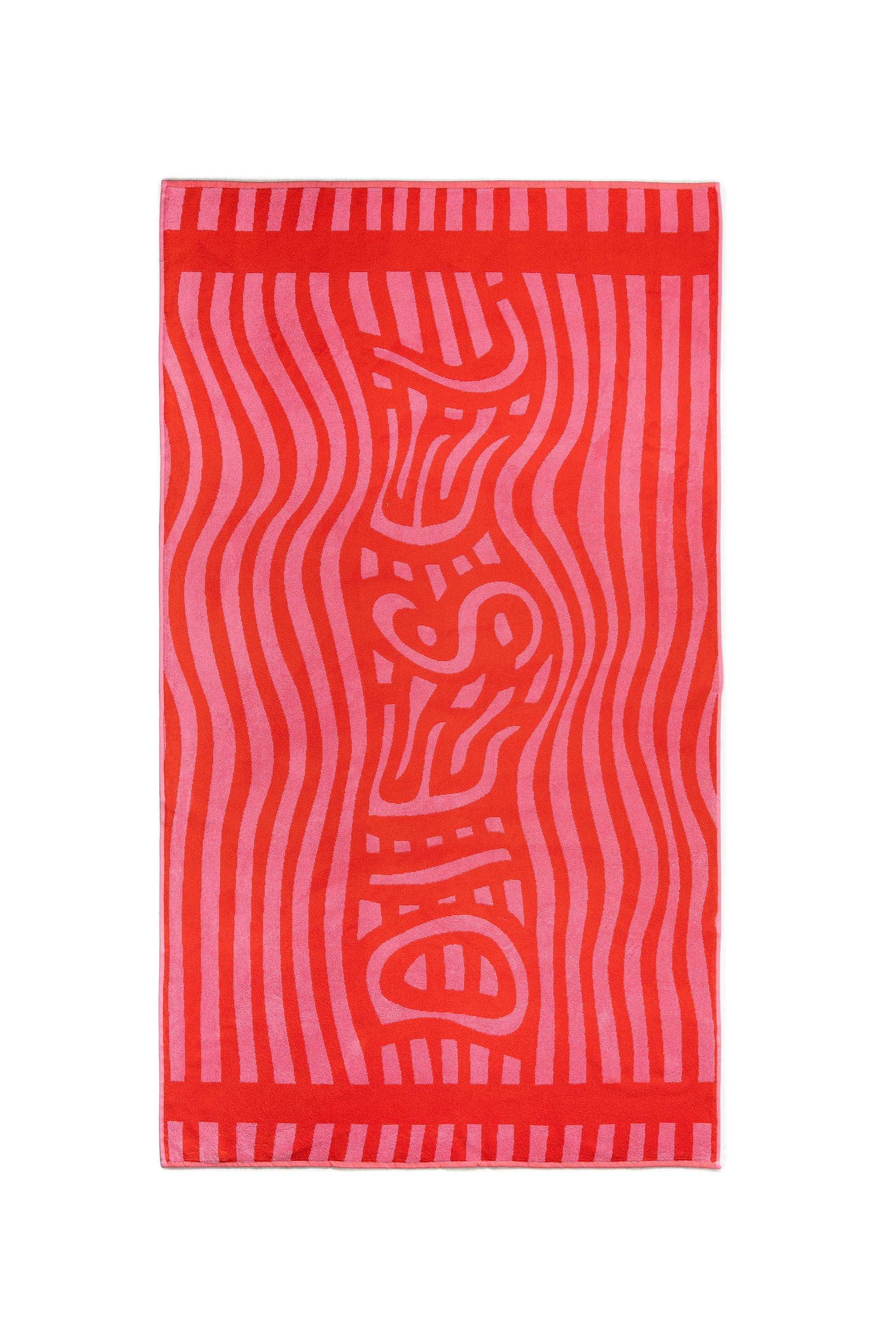 Diesel - 1018163  STRIPES PINK/RED TOWEL, Unisex Frotteehandtuch 100x180 cm in Rot - 1