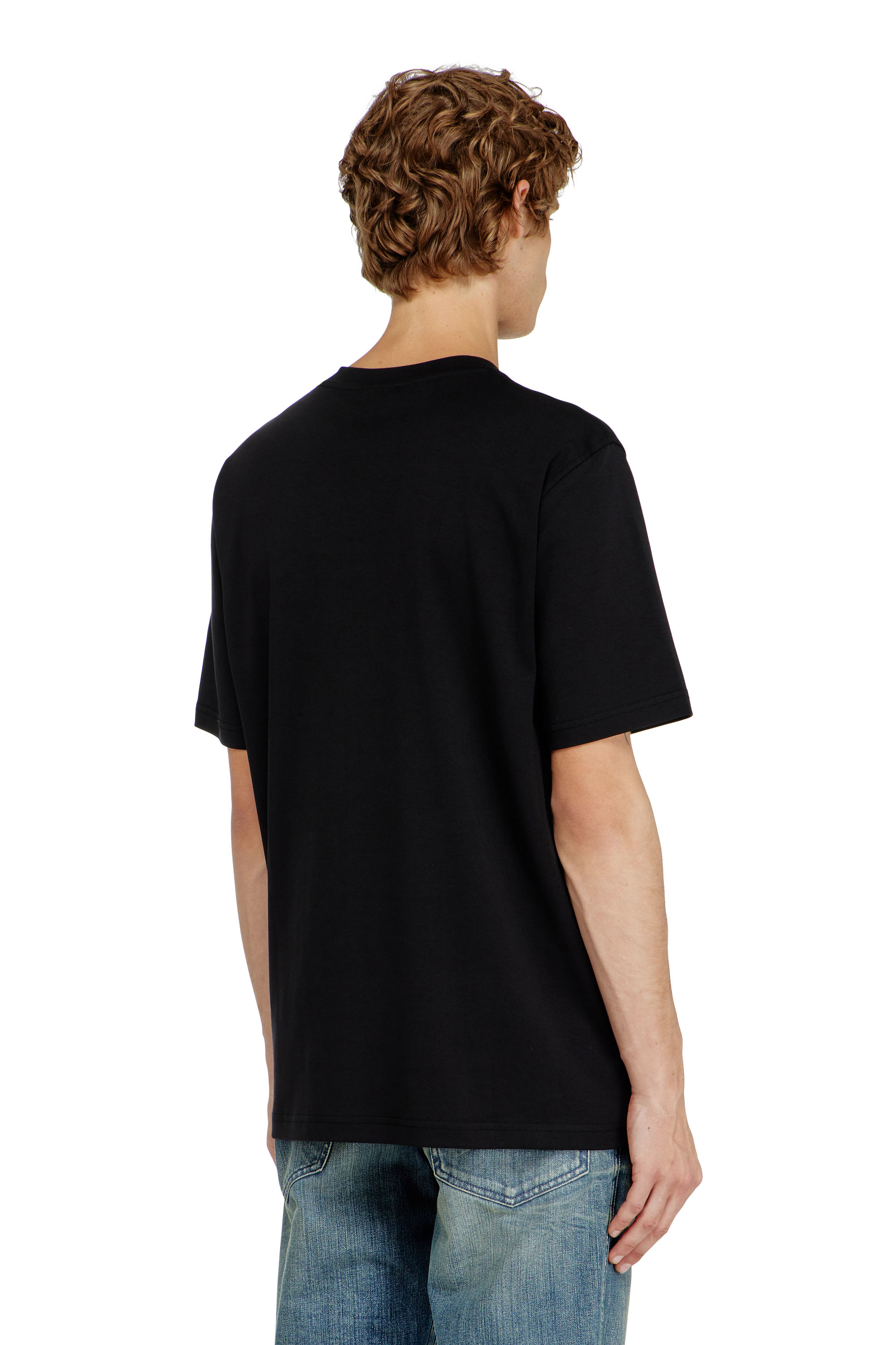 Diesel - T-ADJUST-V-MICRODIV, Herren T-Shirt mit V-Ausschnitt und Mikro-Logo-Stickerei in Schwarz - 4