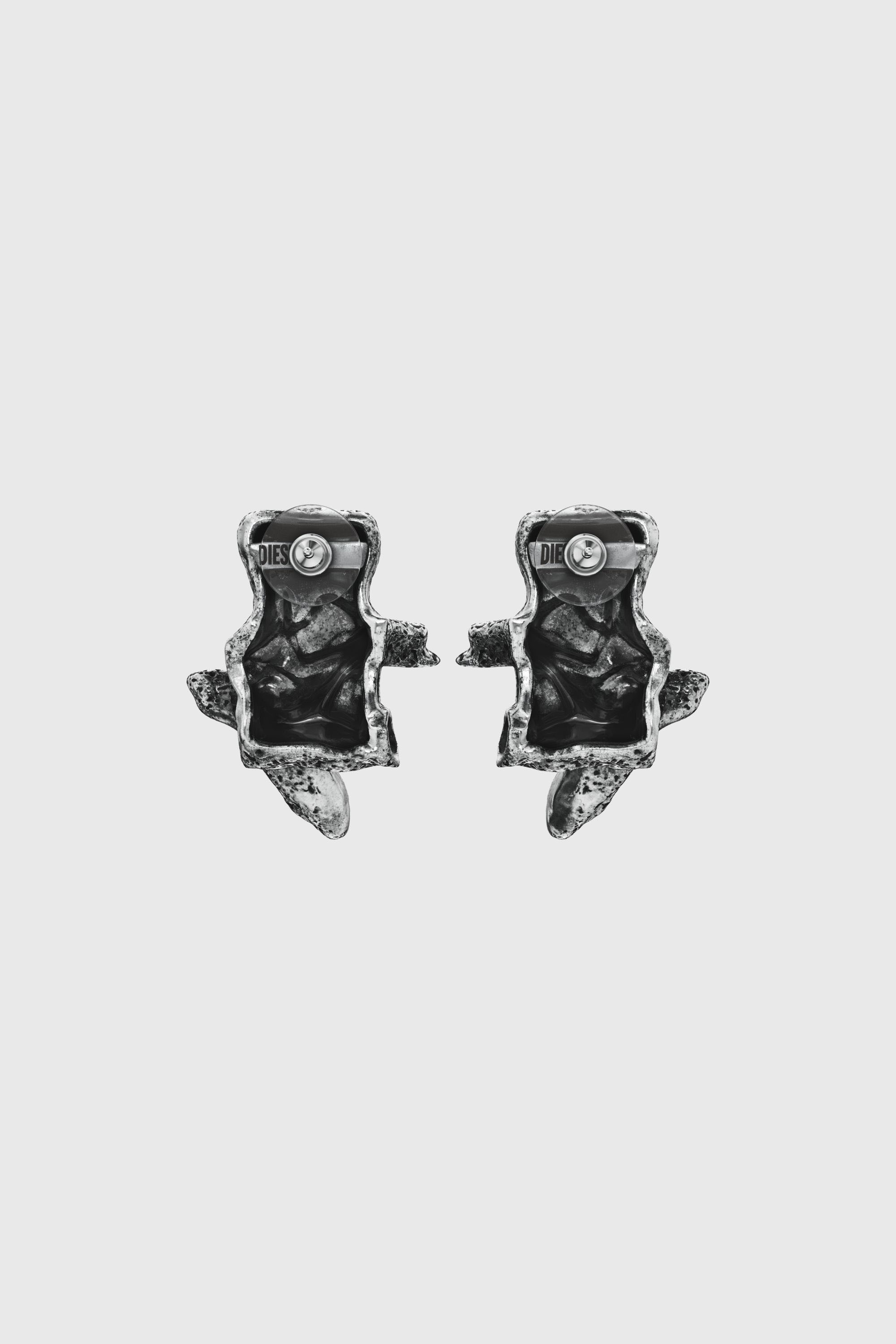Diesel - DX1710040 JEWELLERY, Unisex Ohrstecker in silberfarben mit Nieten in Dunkelgrau - 3